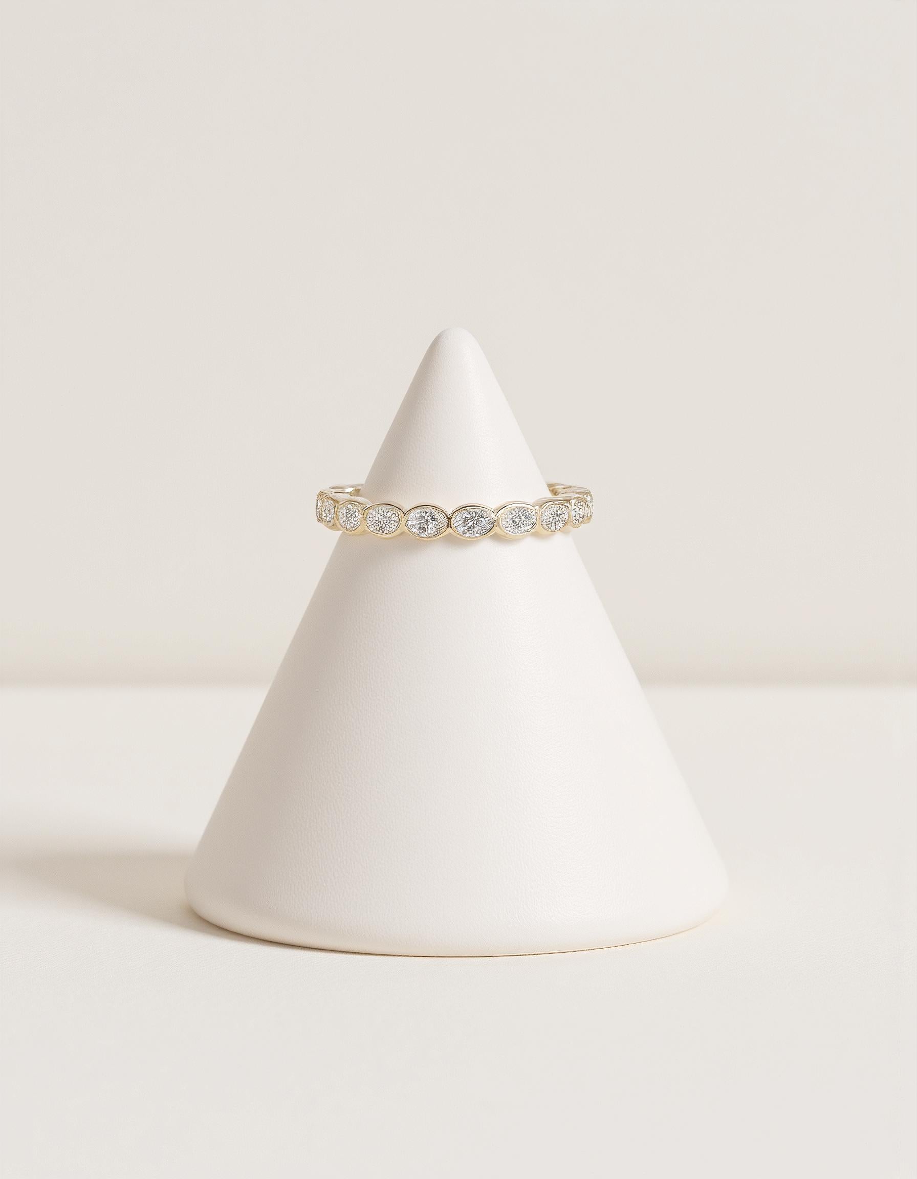 "Odessa" Horizontally Set Oval cut Bezel set Eternity Band