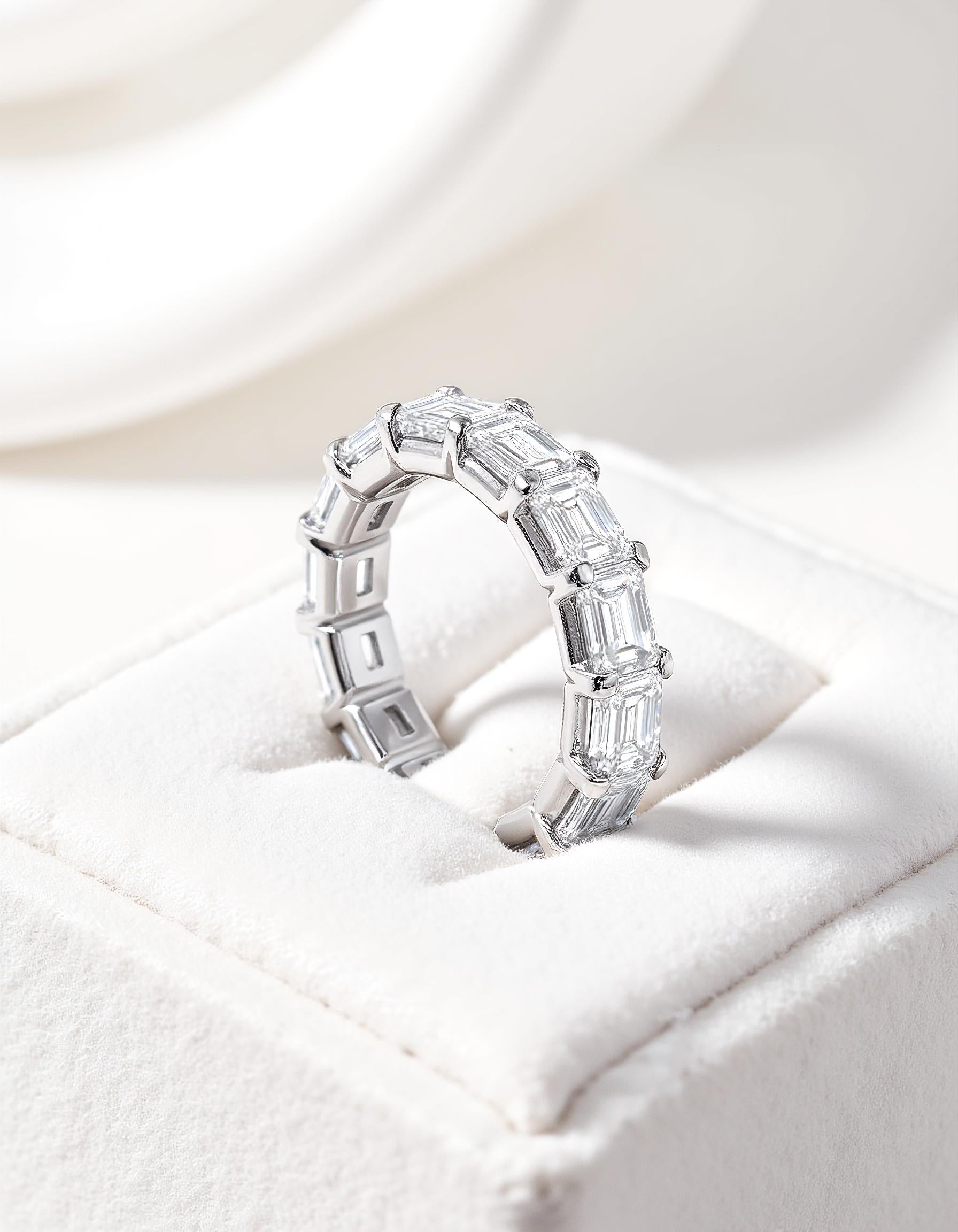 "Nova" Horizontally Set Emerald cut Prong set Eternity Band (0.50ct Each)