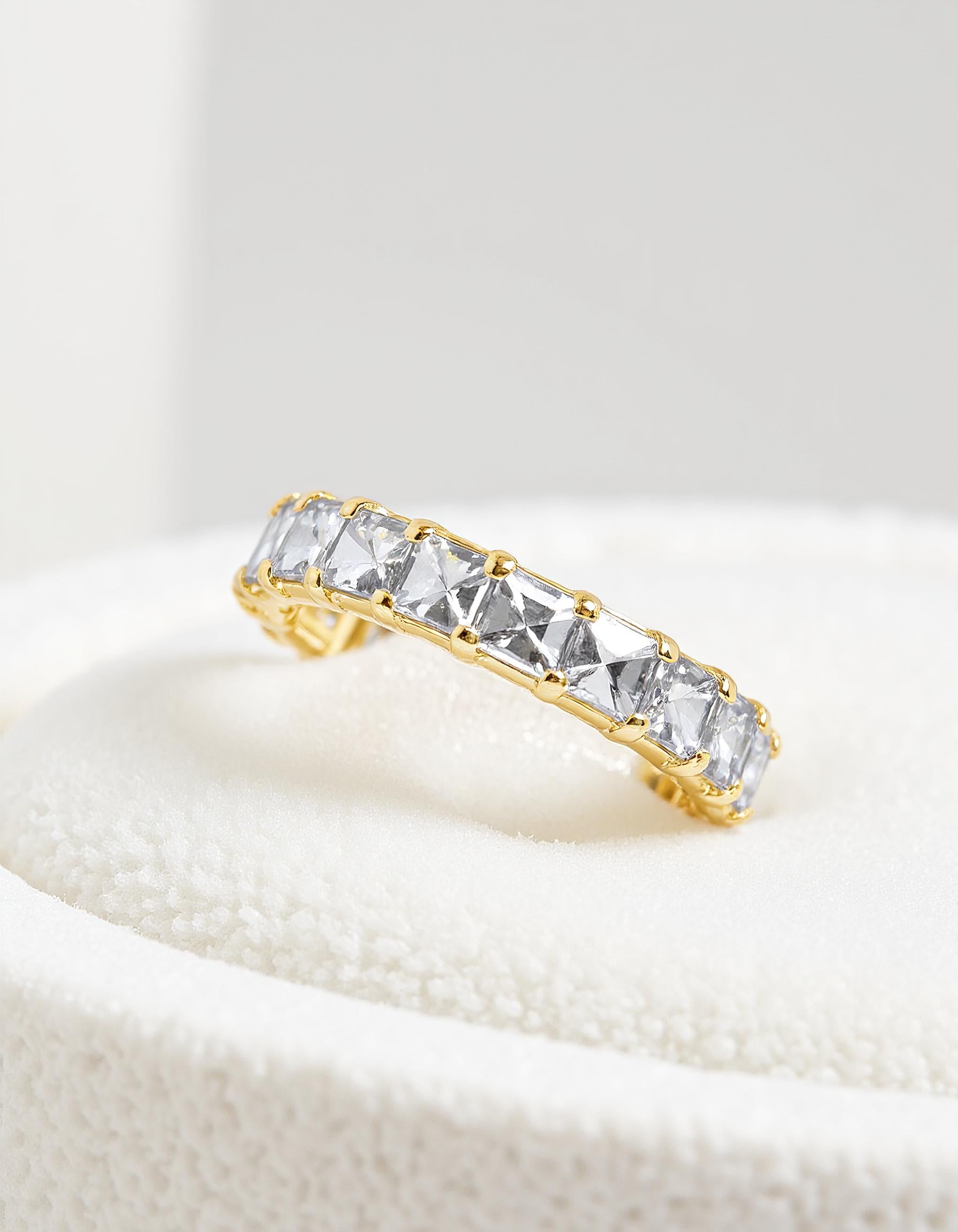 "Lexa" Pixel Cut Prong Set Eternity Band