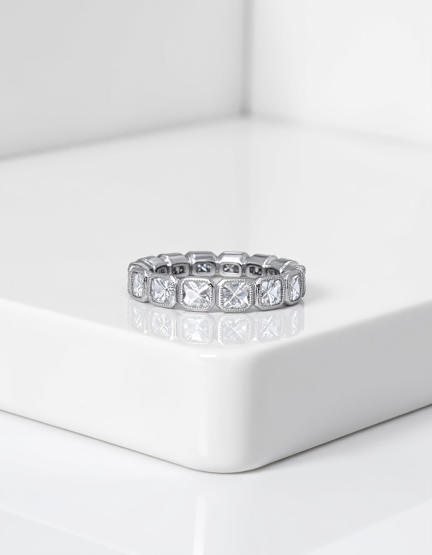 "Petal" French Cut Asscher cut Bezel Set Eternity Band