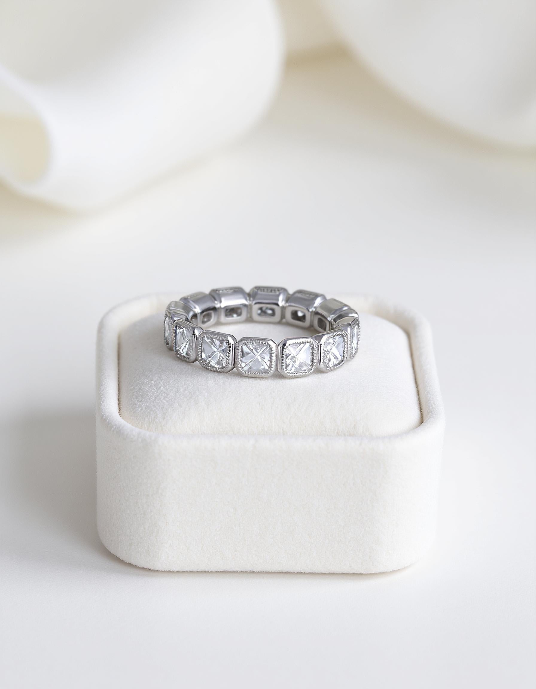 "Petal" French Cut Asscher cut Bezel Set Eternity Band