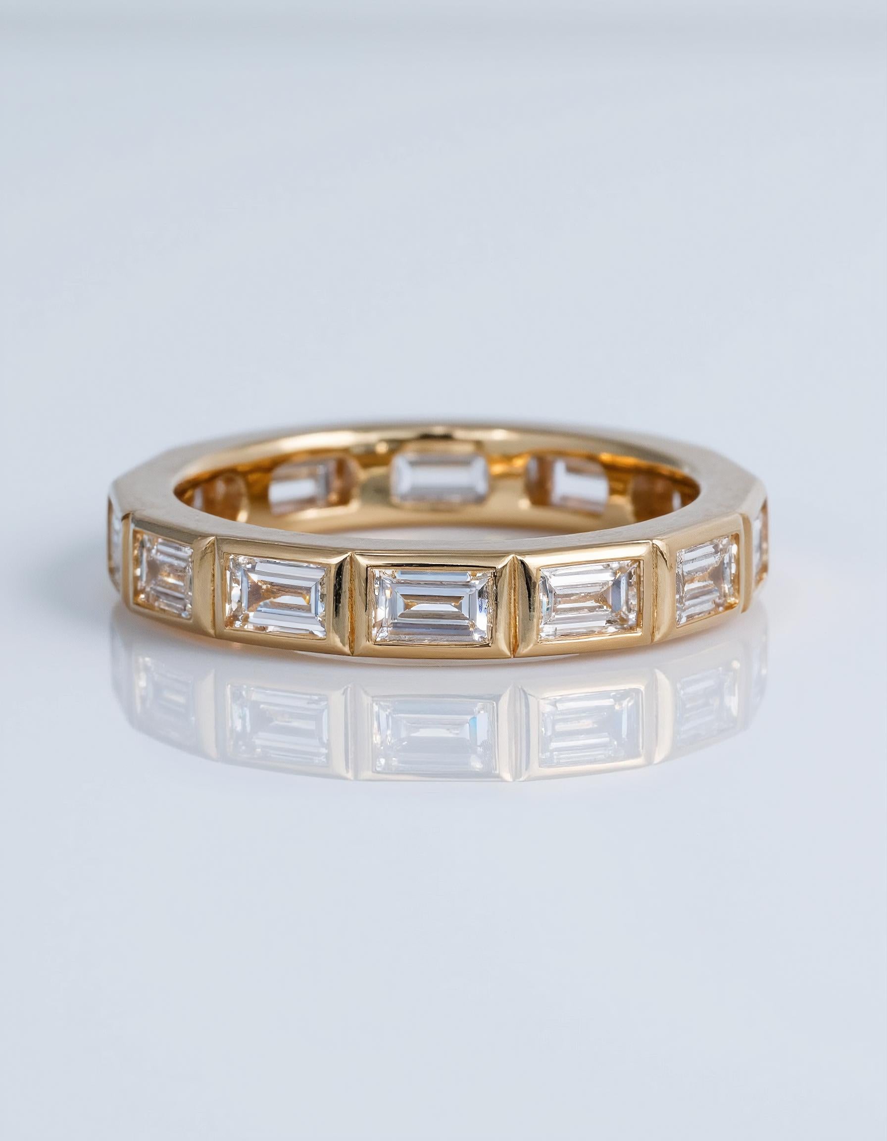 "Styrka" Horizontally set Baguette cut Bezel set Eternity Band