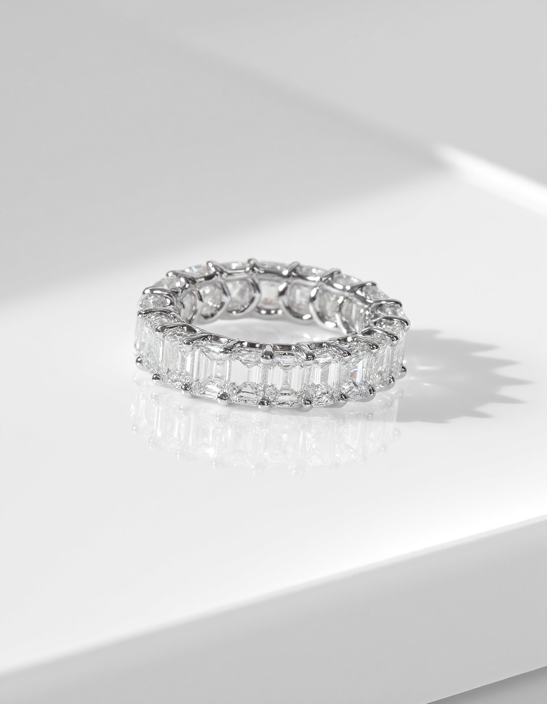 "Vita" Prong Set Emerald cut "U" shape design Eternity Band