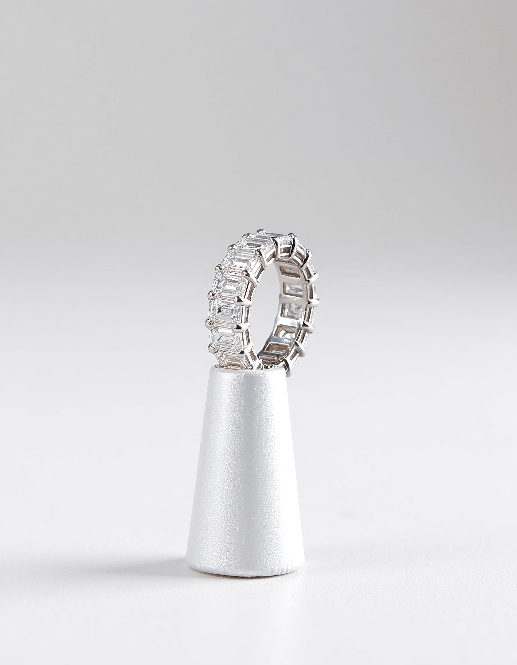 "Fiorentina" Emerald cut Prong Set Classic basket Eternity Band