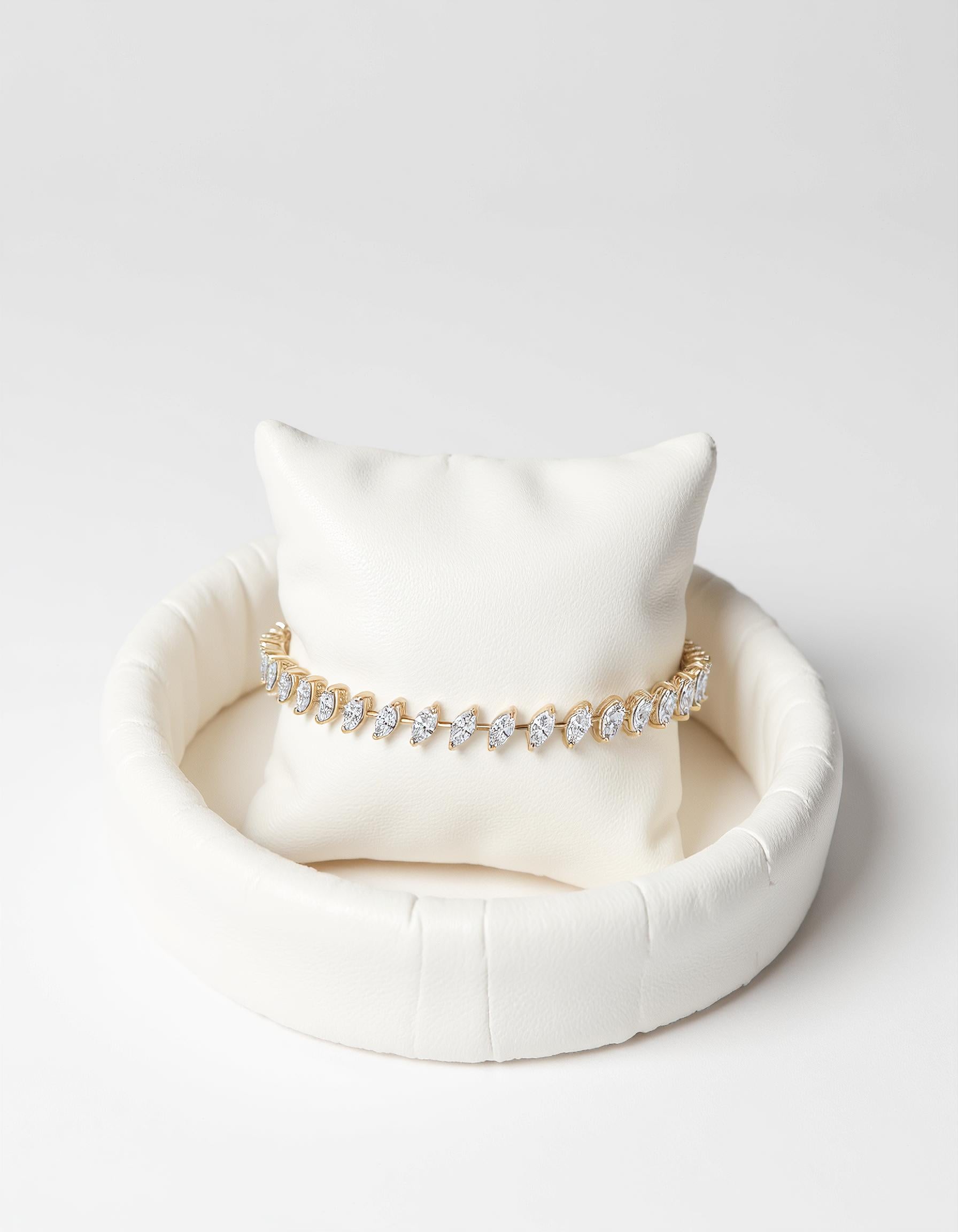 "Bella" Slanted set, spaced out, Marquise cut prong set Tennis Bracelet