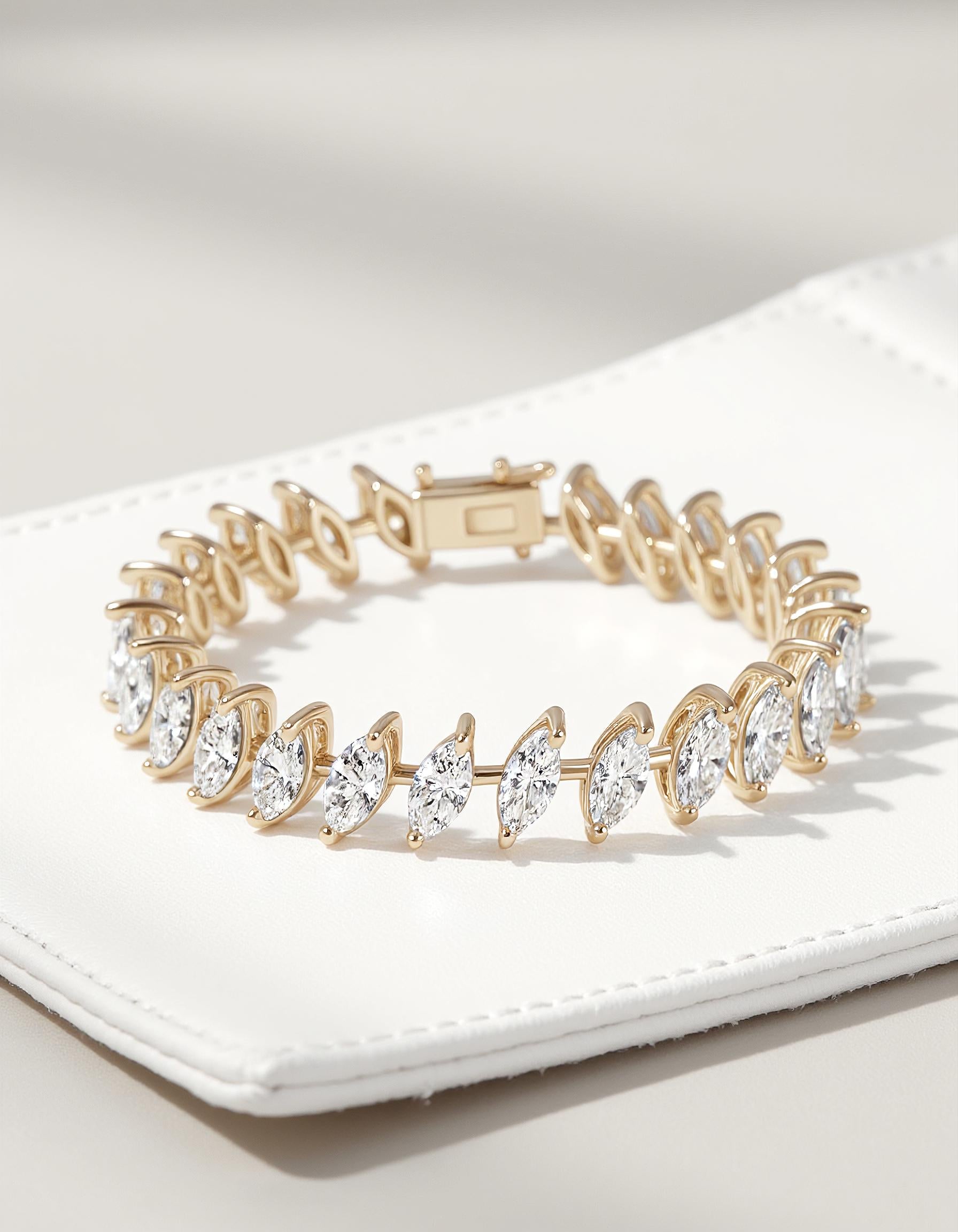 "Bella" Slanted set, spaced out, Marquise cut prong set Tennis Bracelet