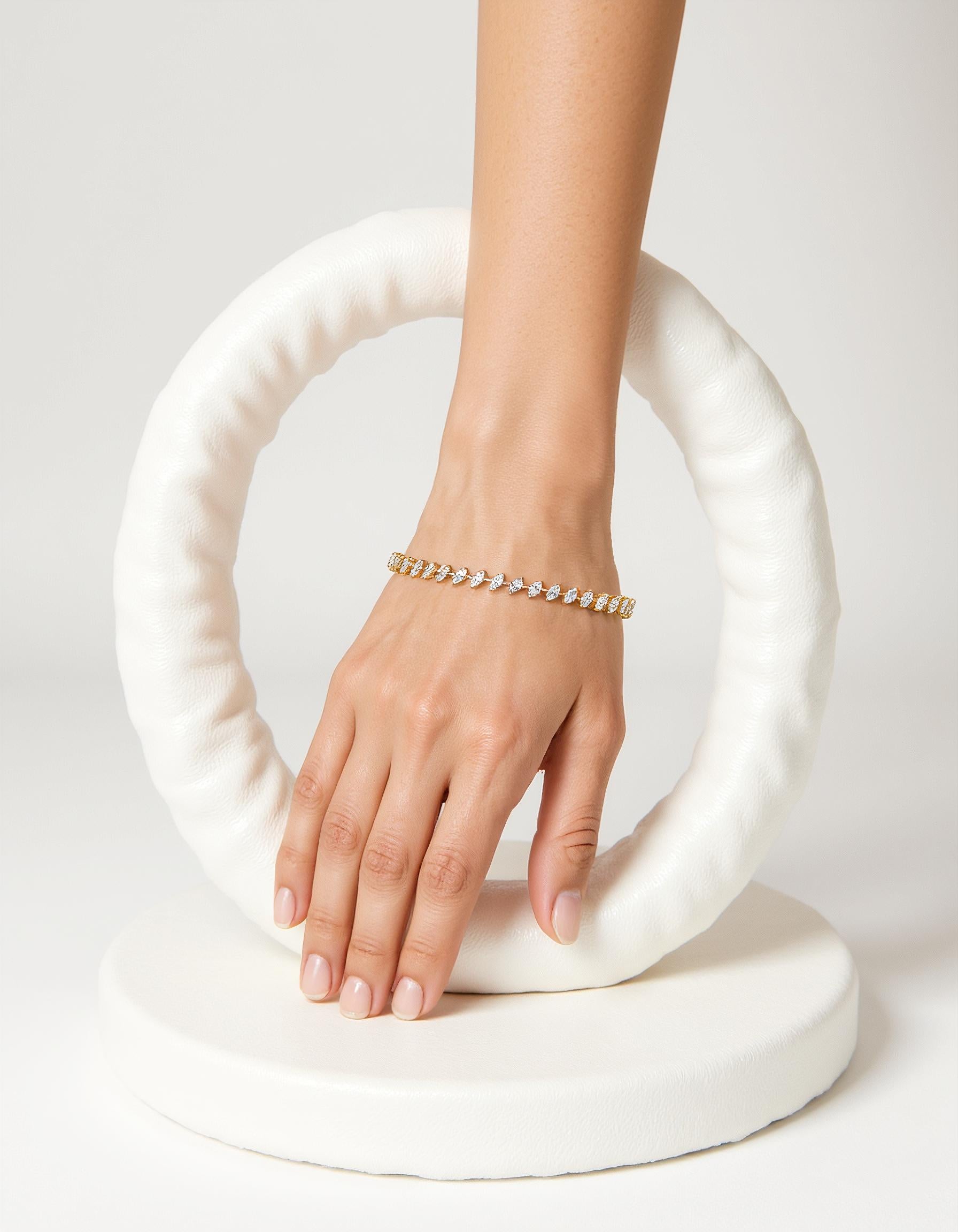 "Bella" Slanted set, spaced out, Marquise cut prong set Tennis Bracelet