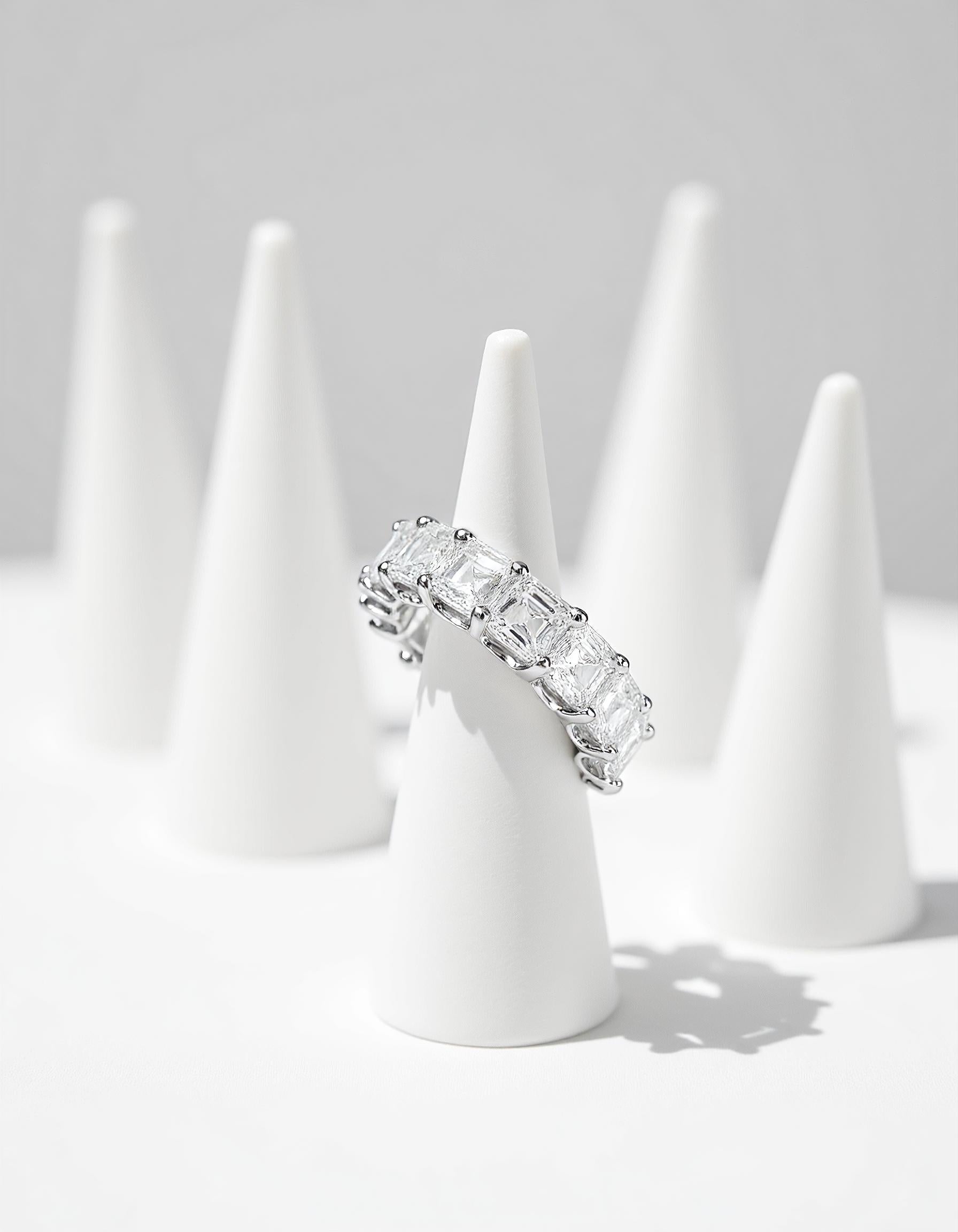 "Luxe" Asscher Cut "U" shape prong set Eternity Band