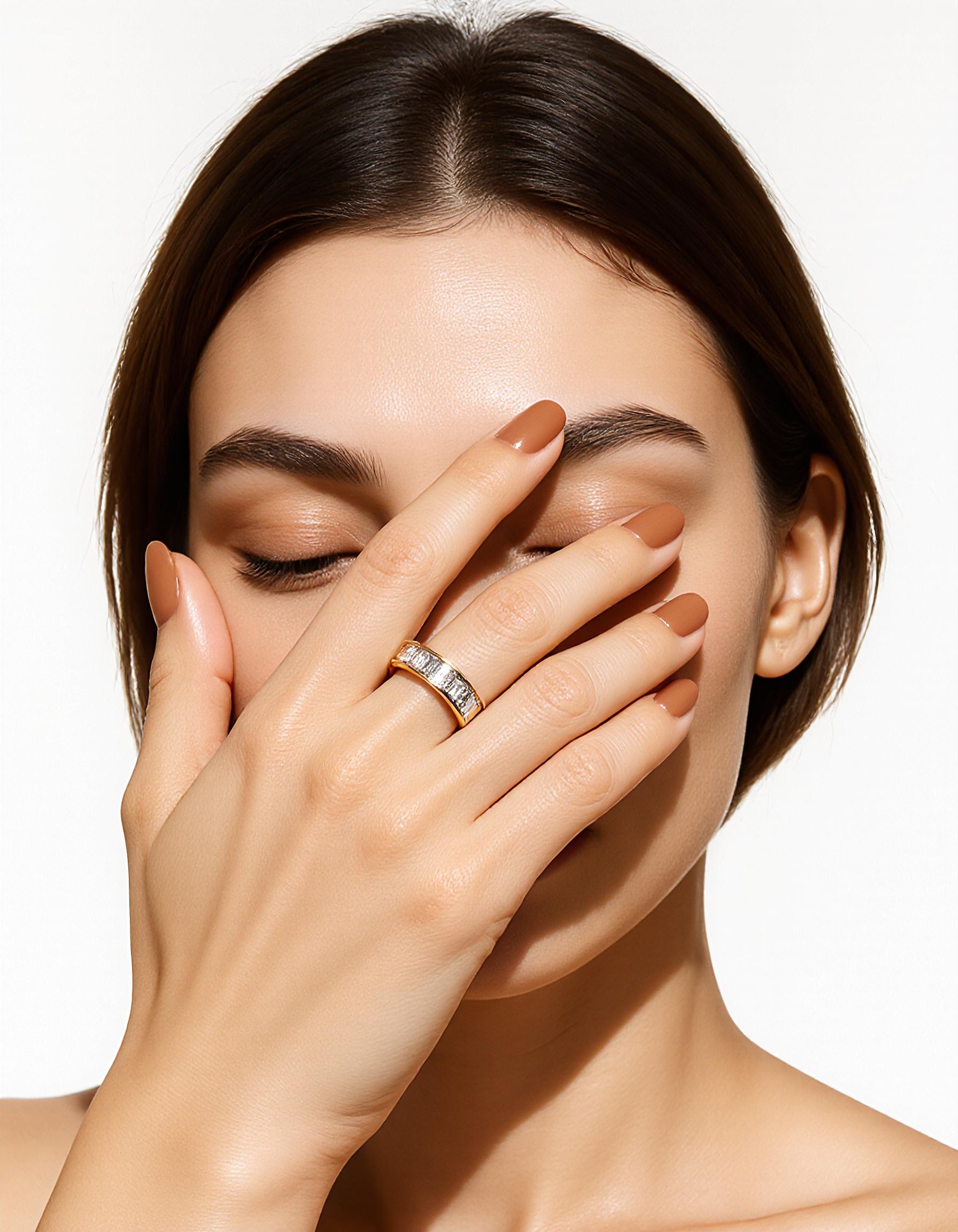 "Alessa" Straight Baguette cut Channel Set Eternity Band