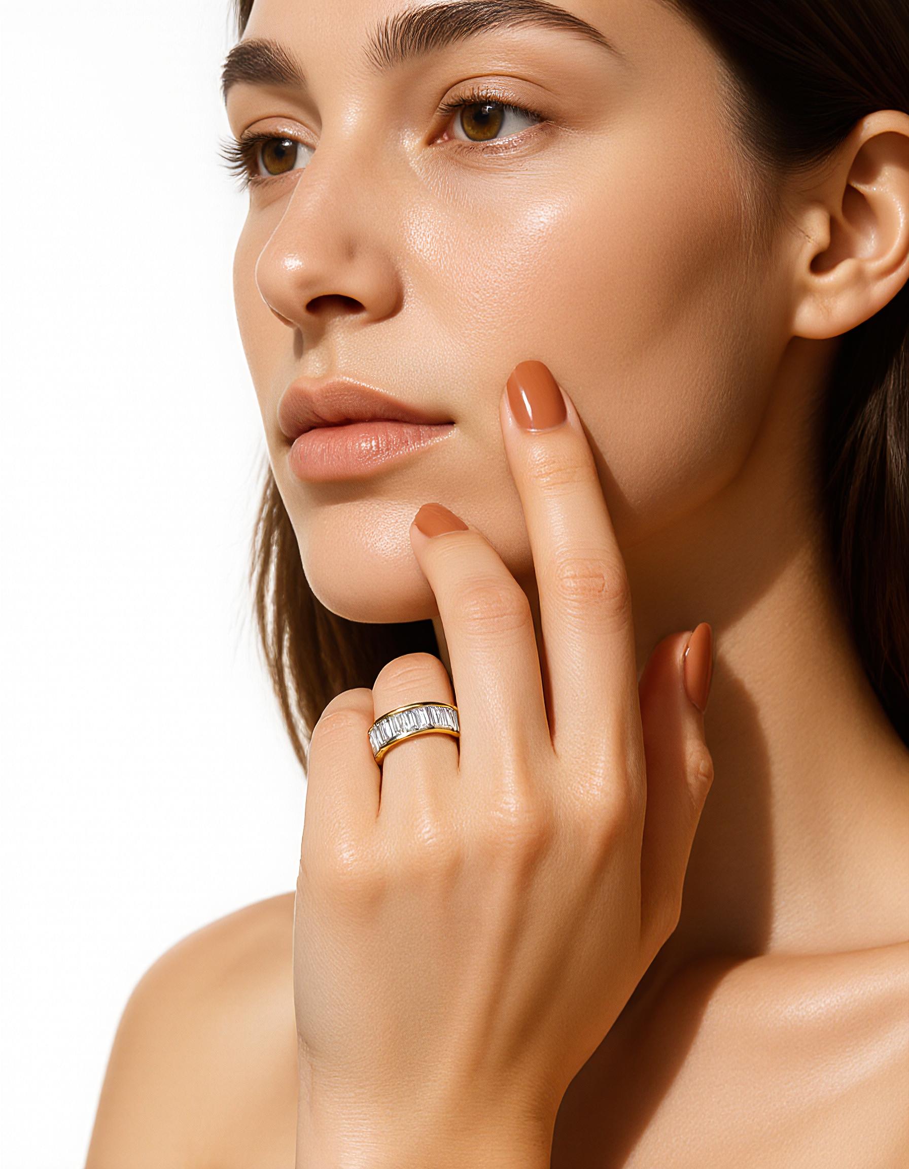 "Alessa" Straight Baguette cut Channel Set Eternity Band