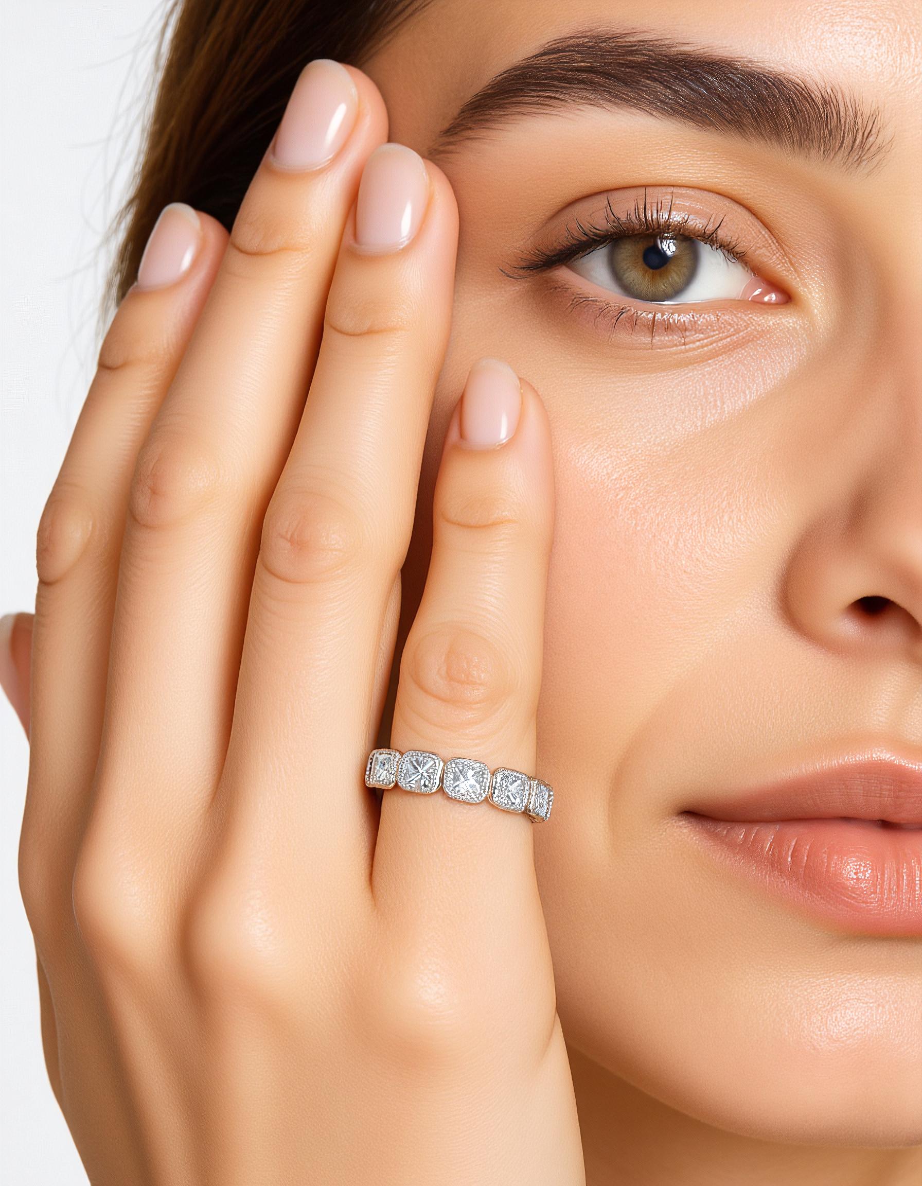 "Petal" French Cut Asscher cut Bezel Set Eternity Band