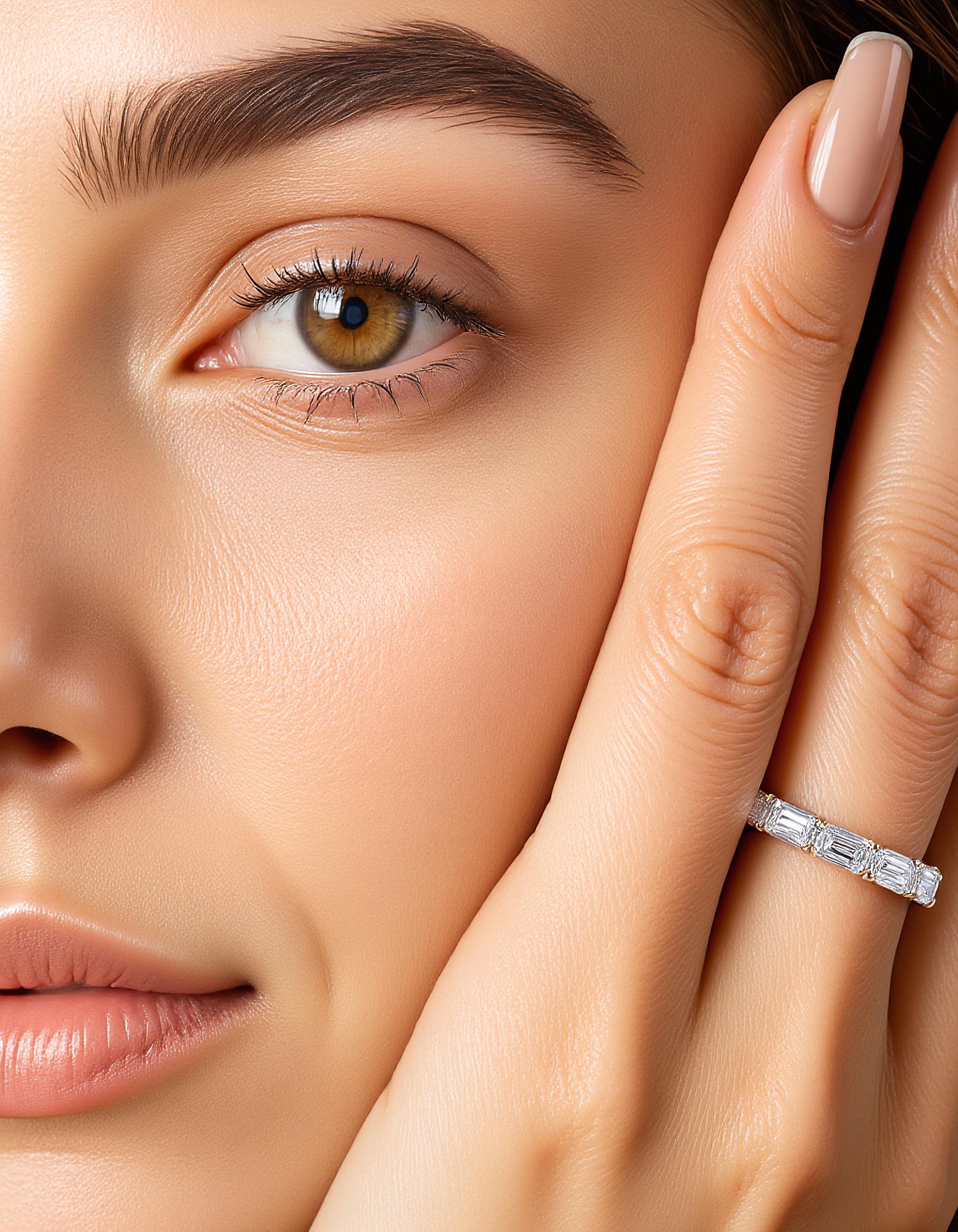 "Nova" Horizontally Set Emerald cut Prong set Eternity Band (0.50ct Each)