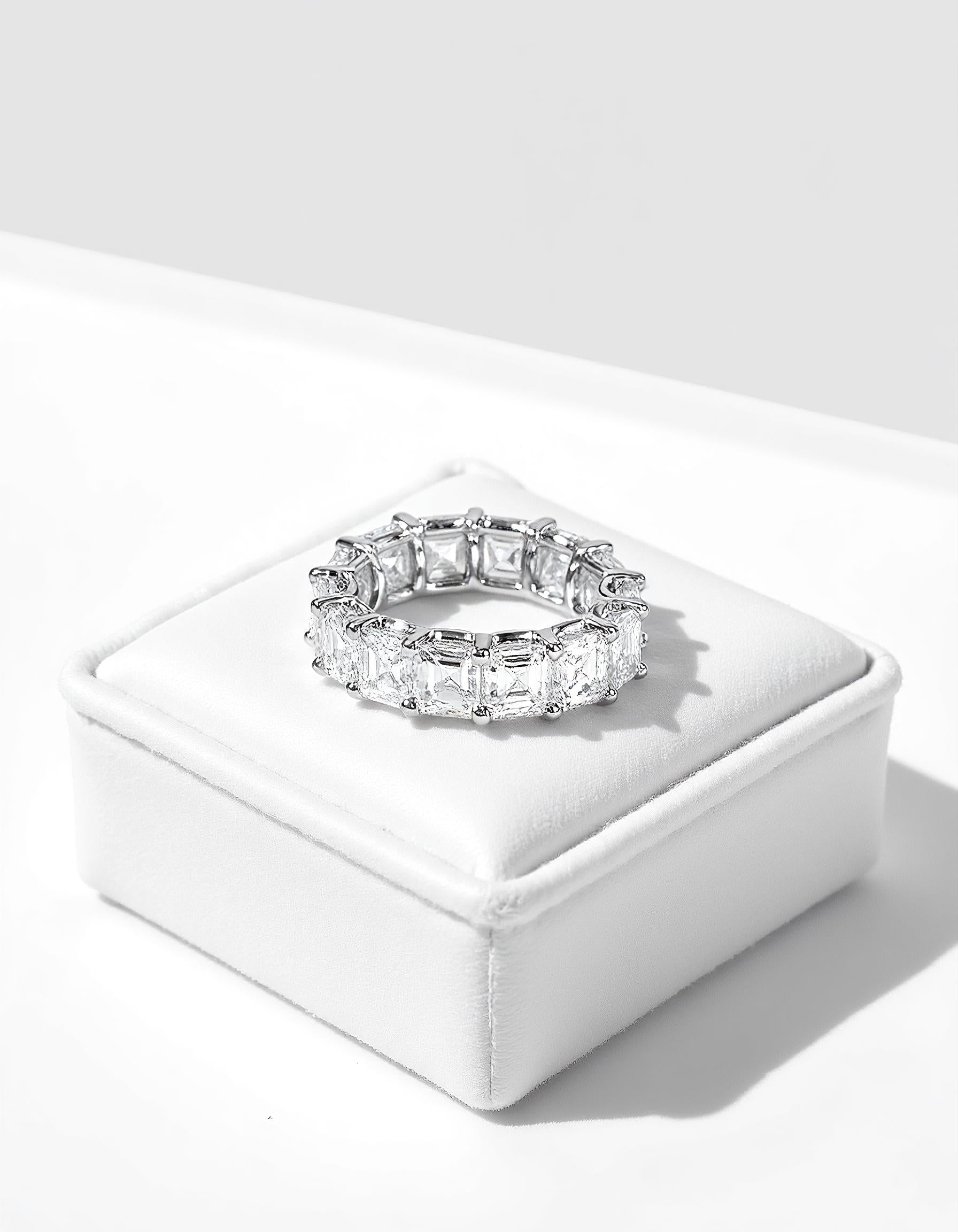 "Luxe" Asscher Cut "U" shape prong set Eternity Band