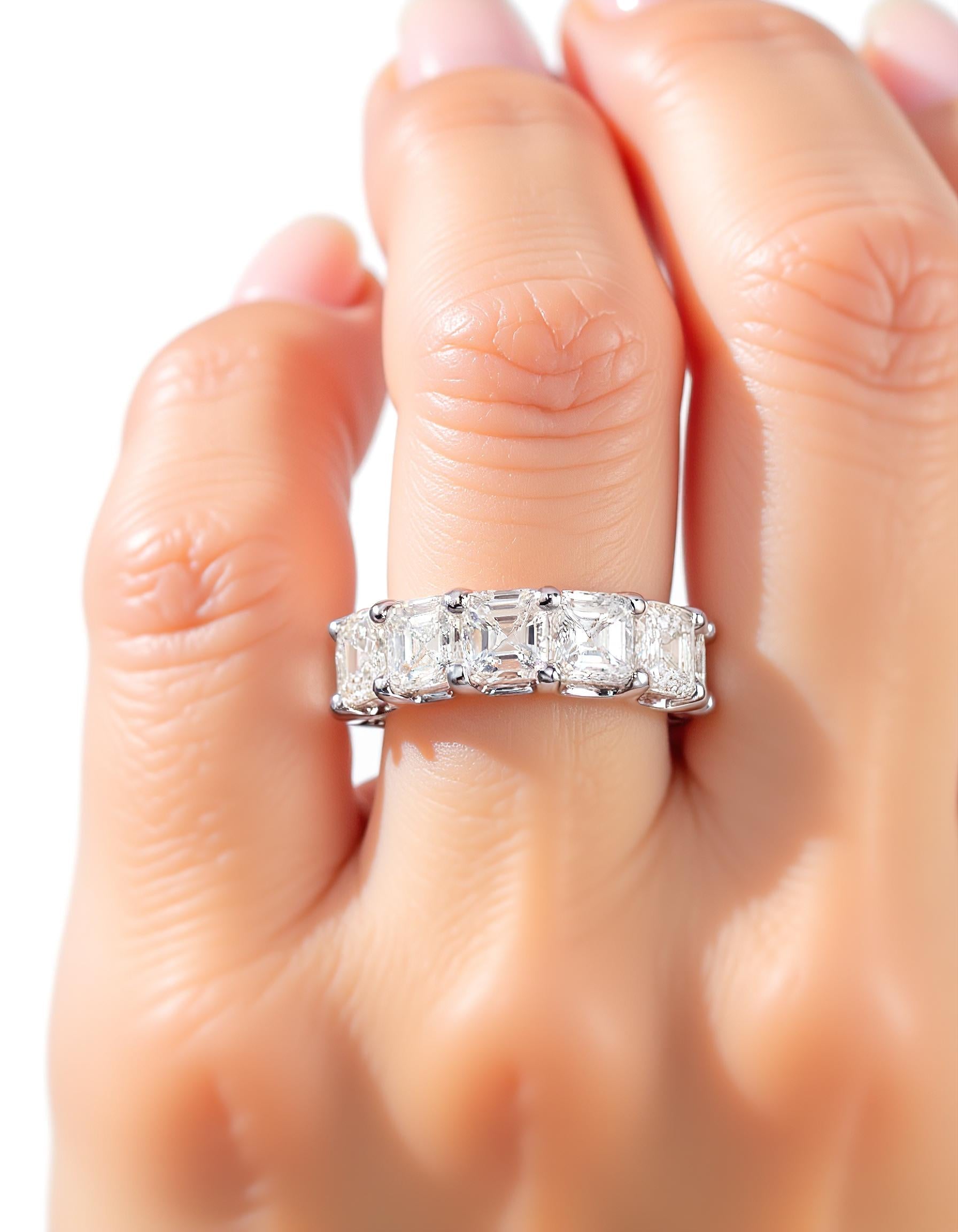 "Luxe" Asscher Cut "U" shape prong set Eternity Band