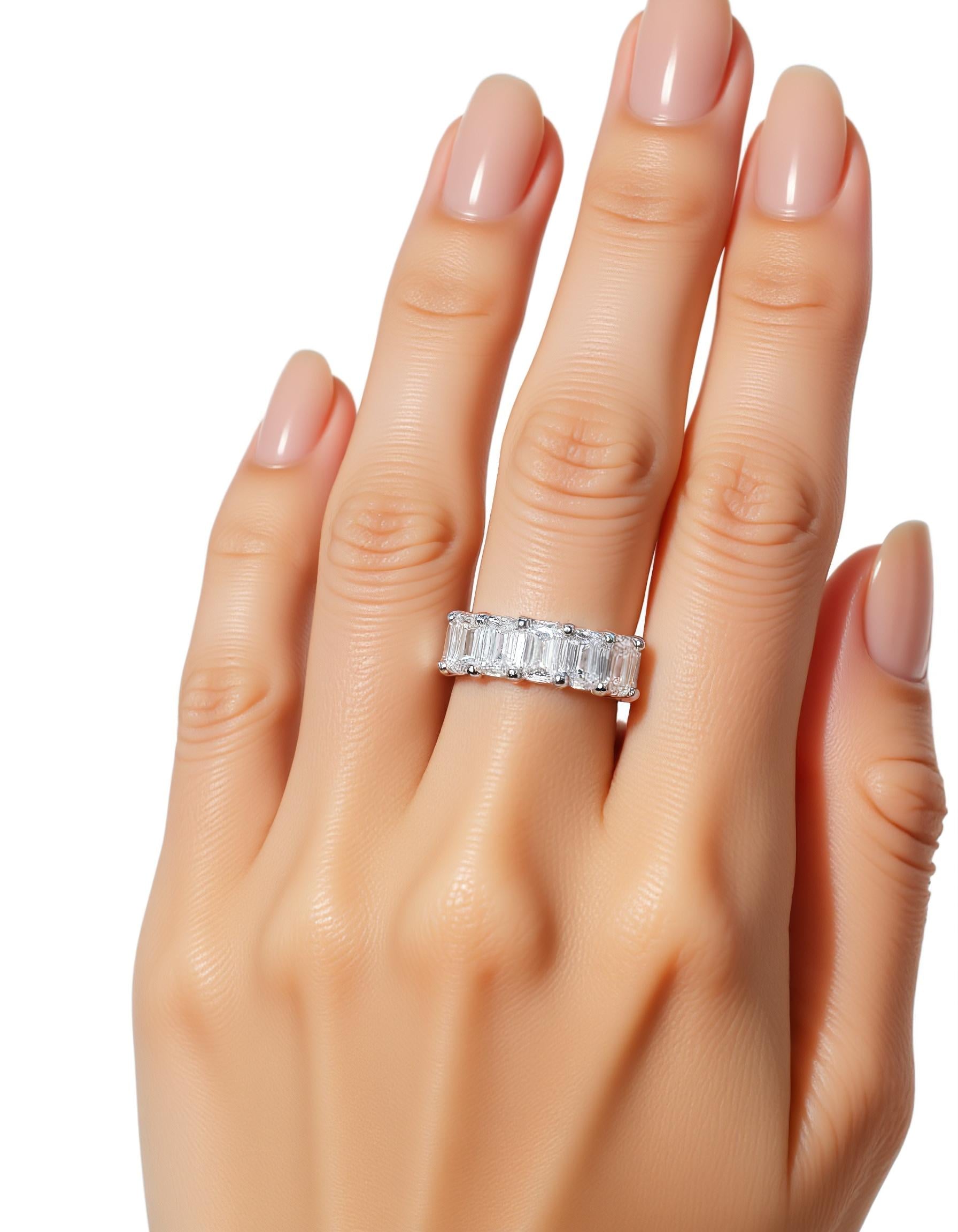 "Vita" Prong Set Emerald cut "U" shape design Eternity Band