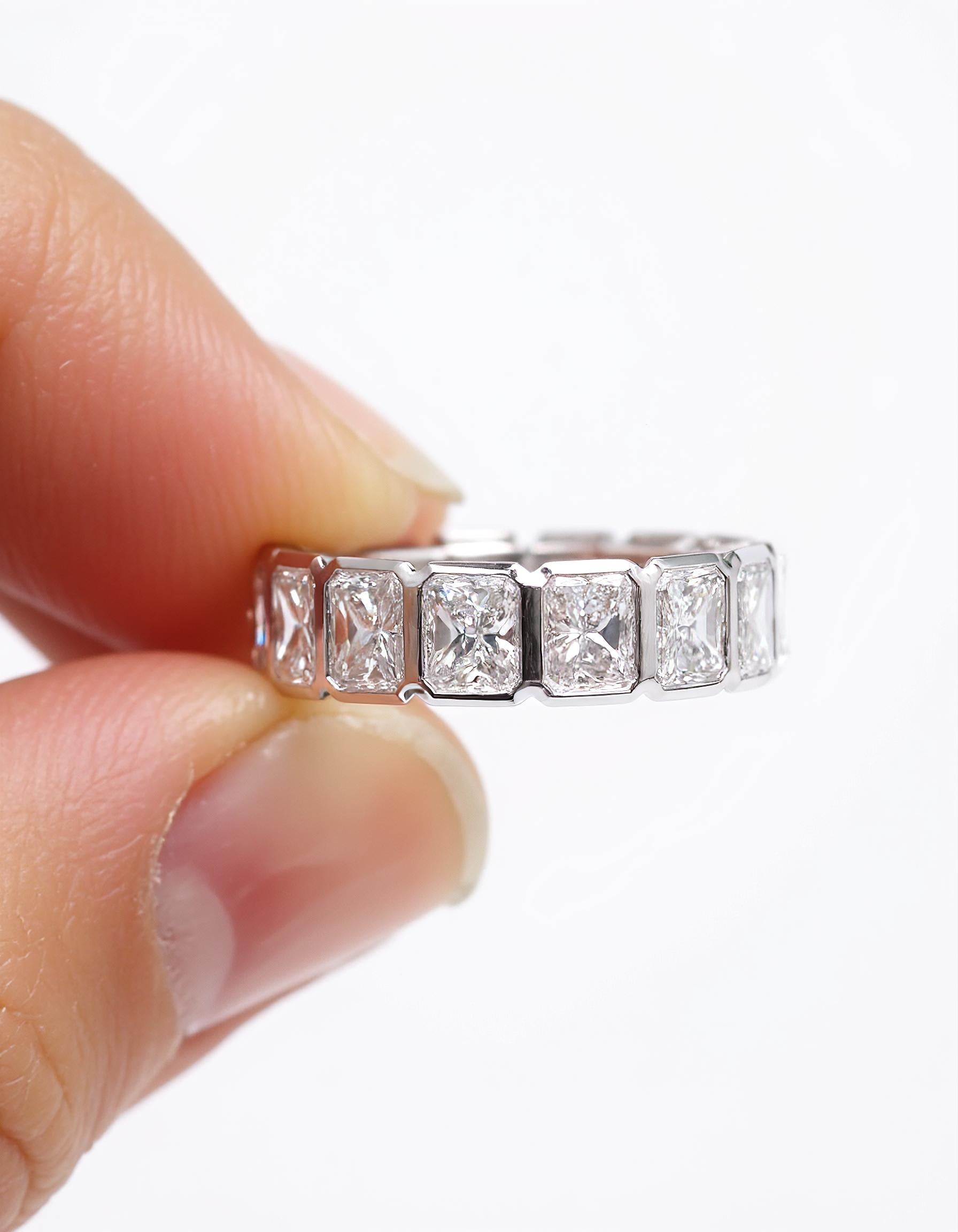 "Elara" Radiant cut Bezel set Eternity Band