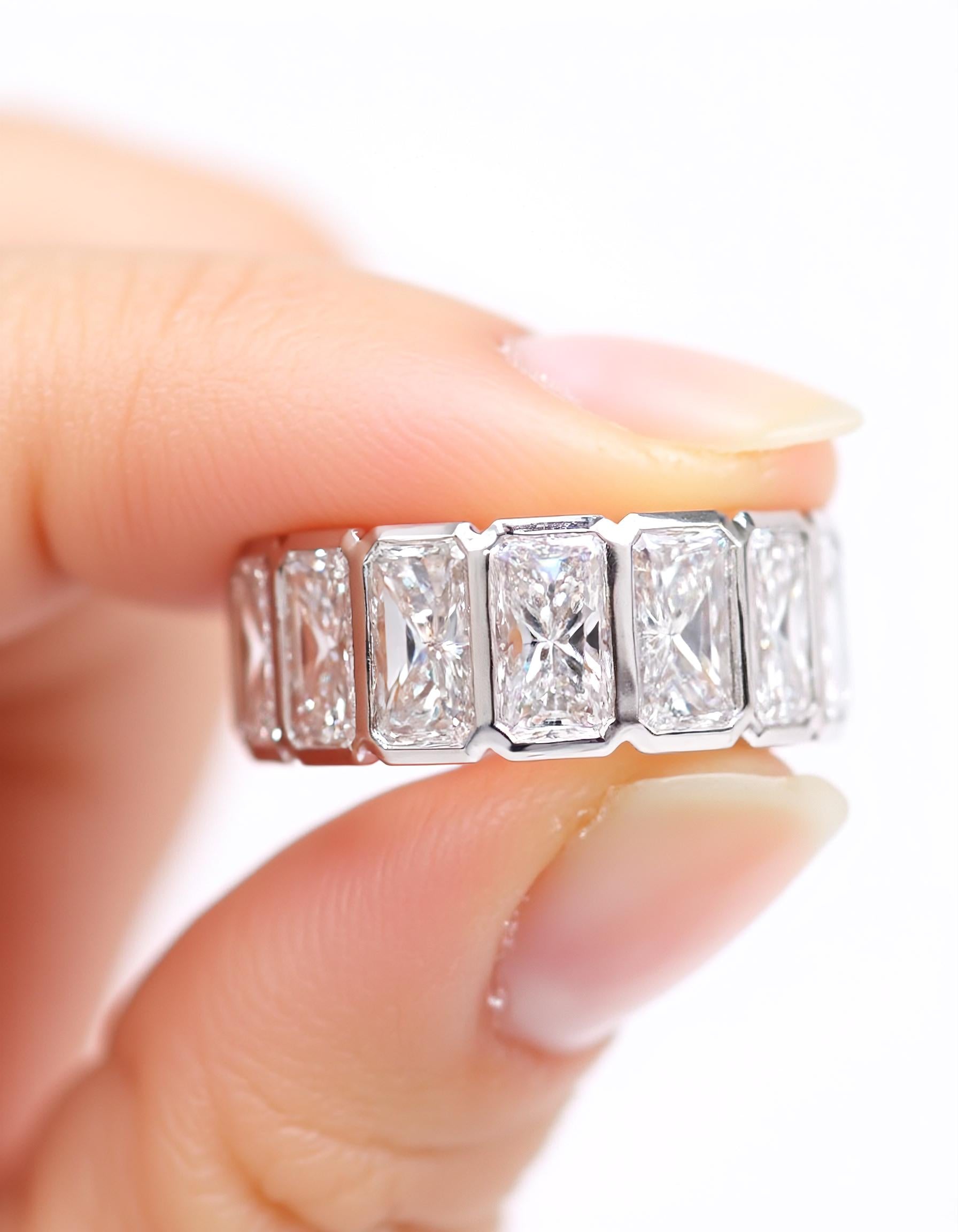 "Elara" Radiant cut Bezel set Eternity Band