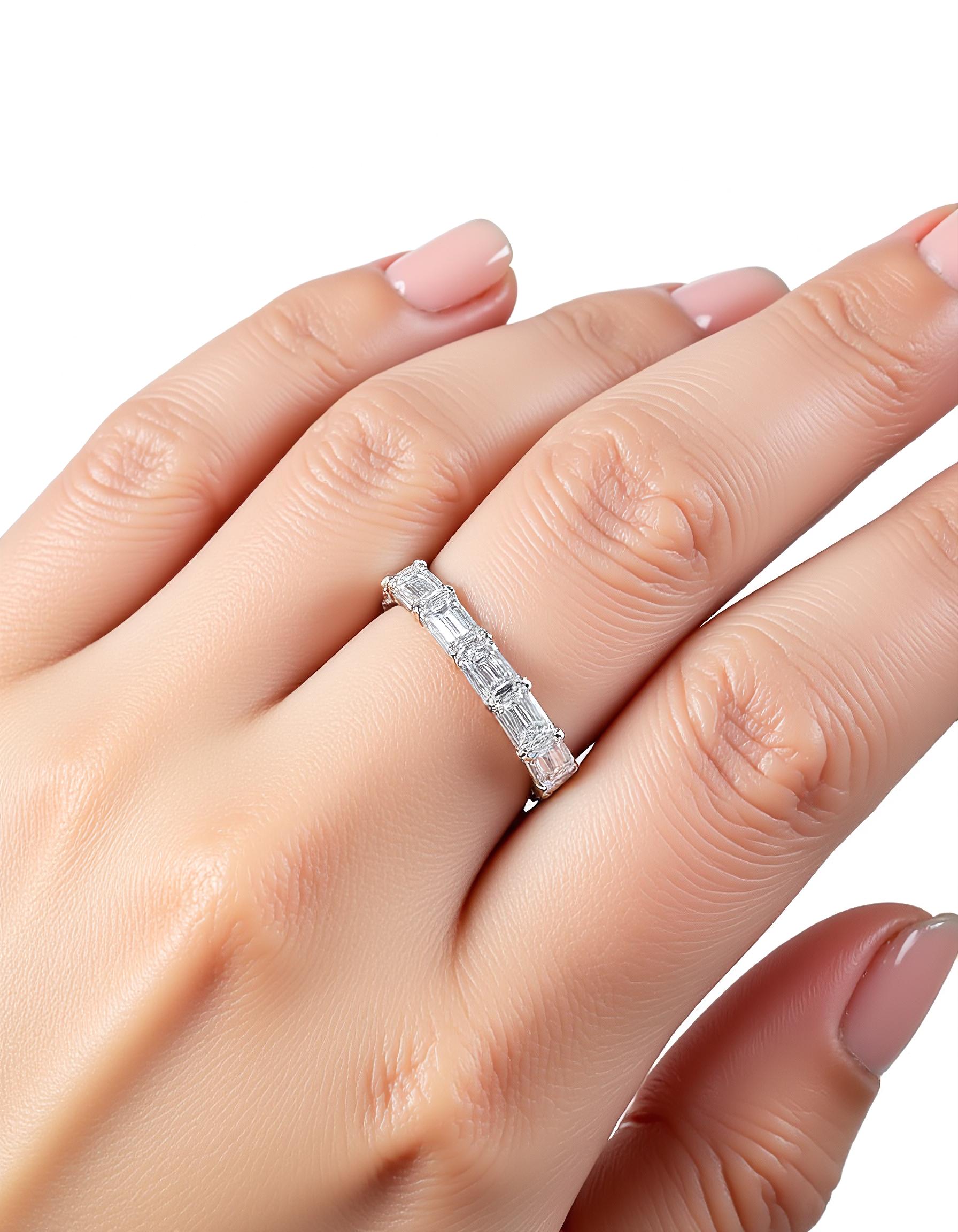 "Nova" Horizontally Set Emerald cut Prong set Eternity Band (0.50ct Each)