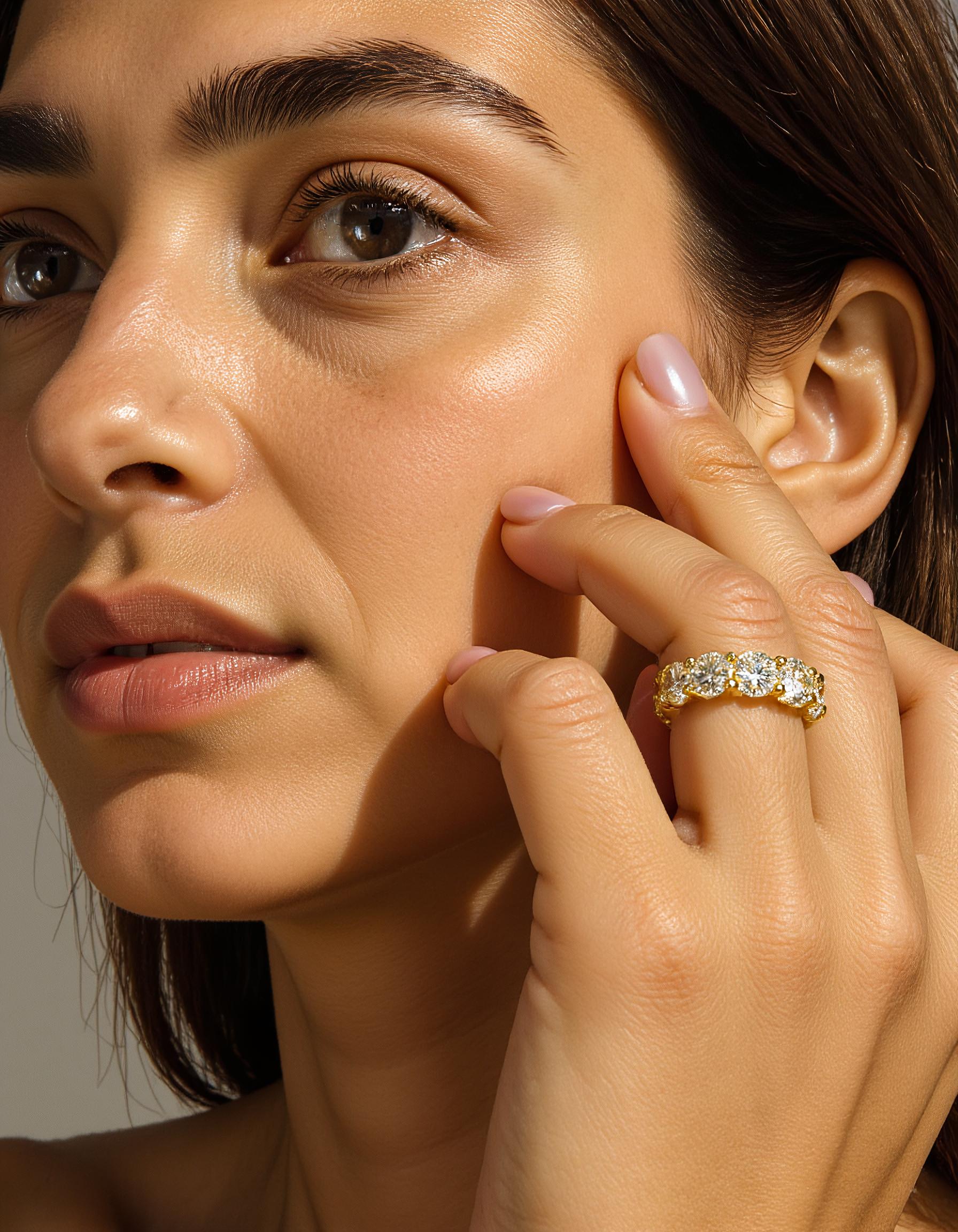 "Lumen" Round Brilliant Cut "U" Shape Basket Eternity Band