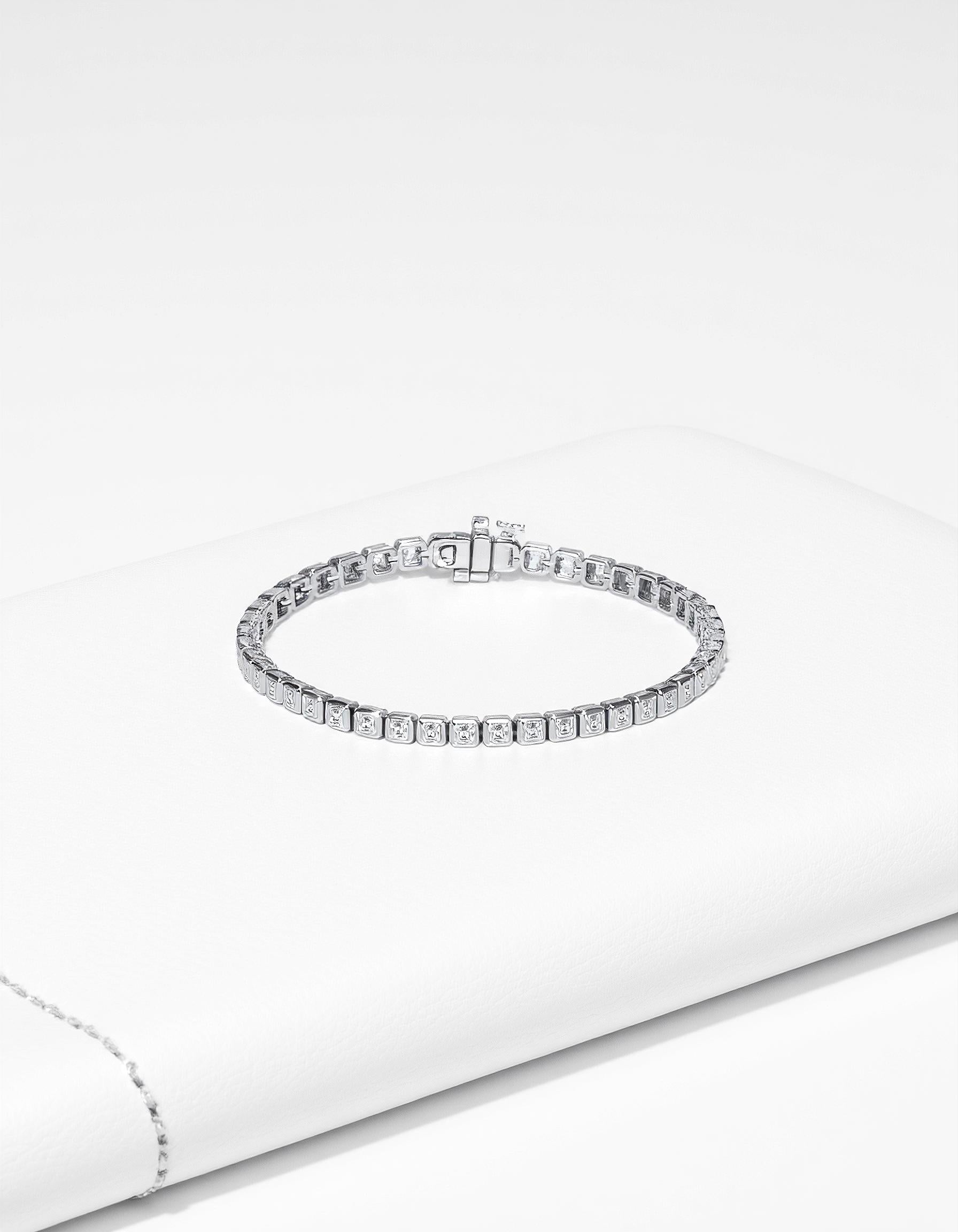 "Petra" Asscher Cut Bezel Set Tennis Bracelet