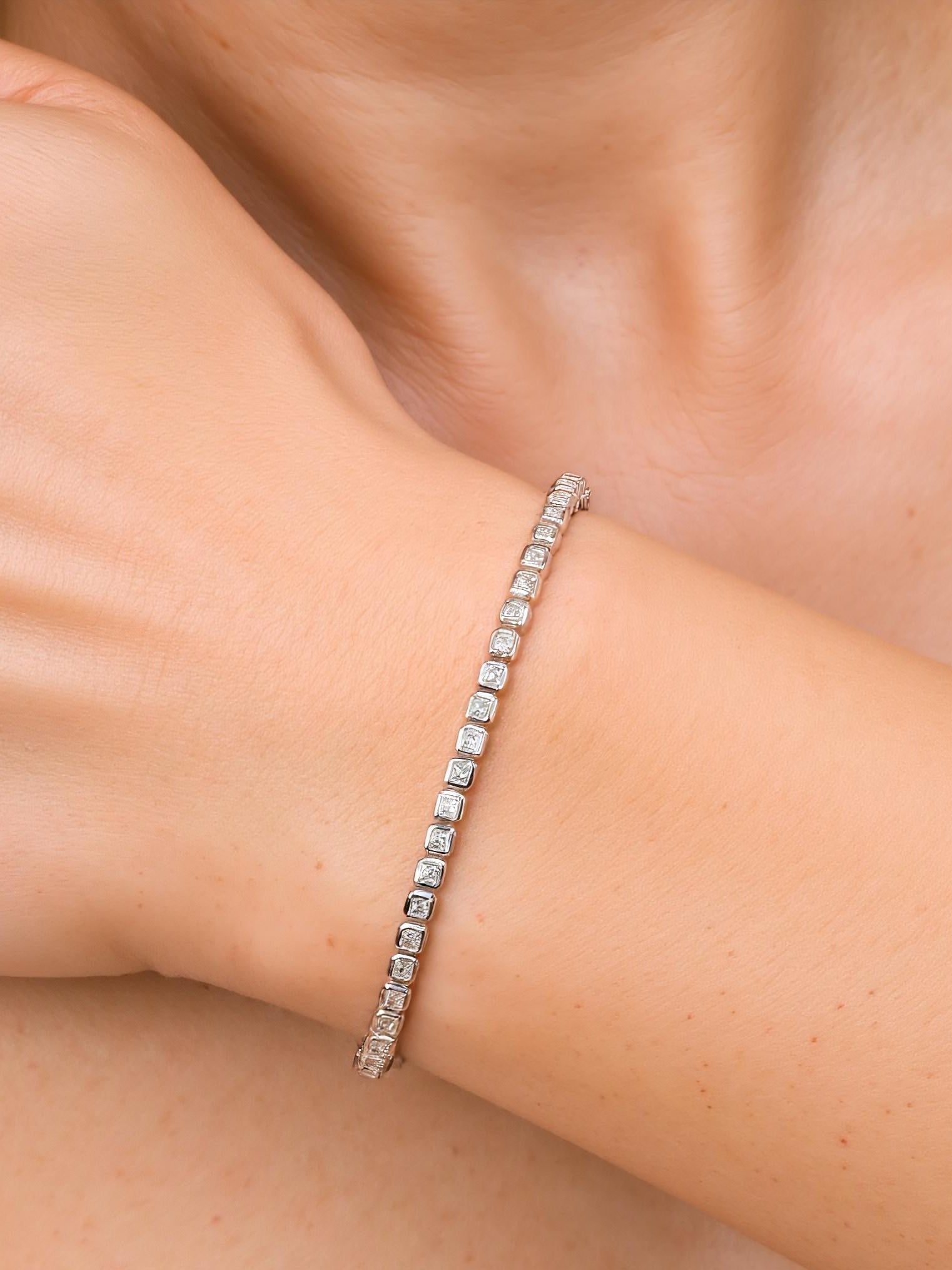 "Petra" Asscher Cut Bezel Set Tennis Bracelet