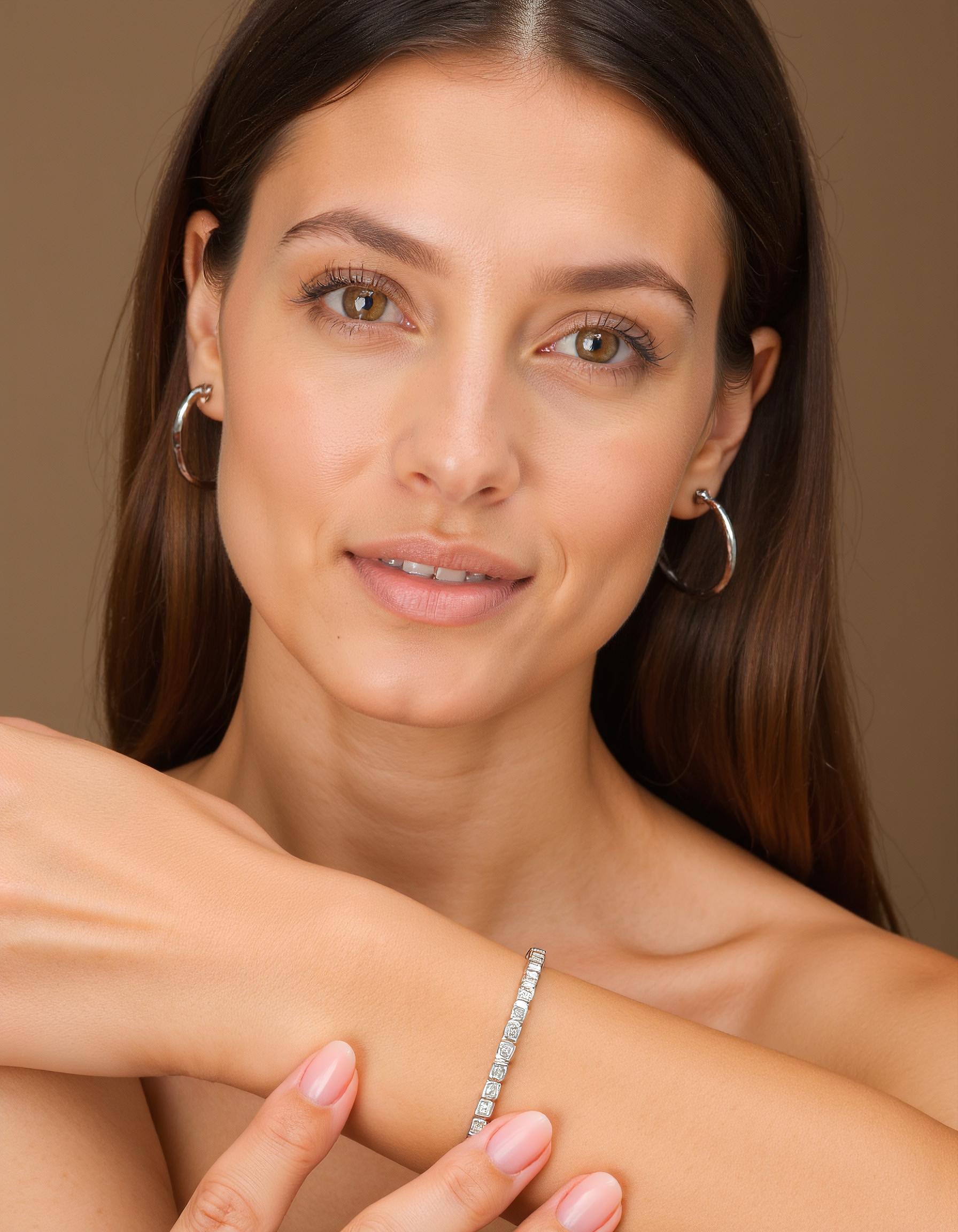 "Petra" Asscher Cut Bezel Set Tennis Bracelet