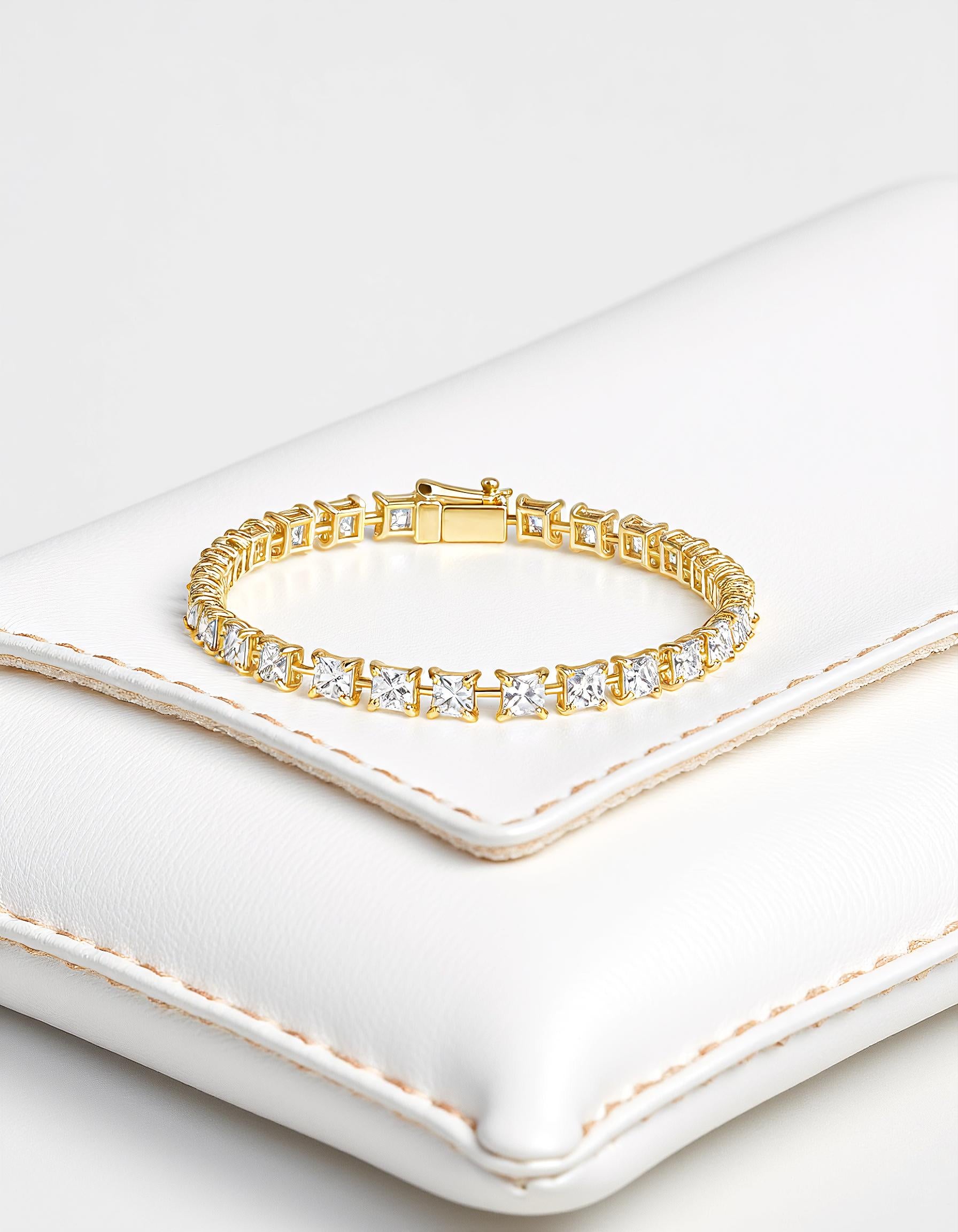 "Roami" Asscher Cut / French Cut Asscher Prong Set Tennis Bracelet