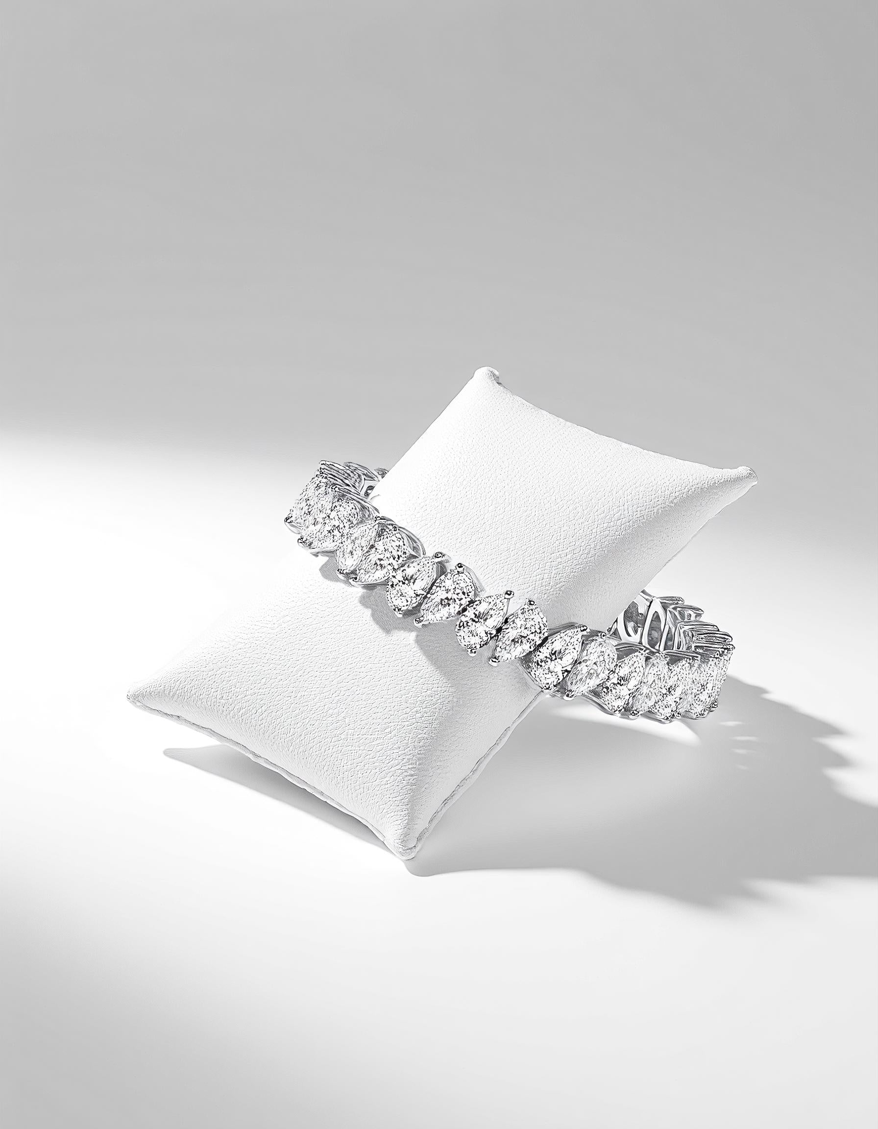 "Vera" Slanted set Pear Shape Prong Set Tennis Bracelet