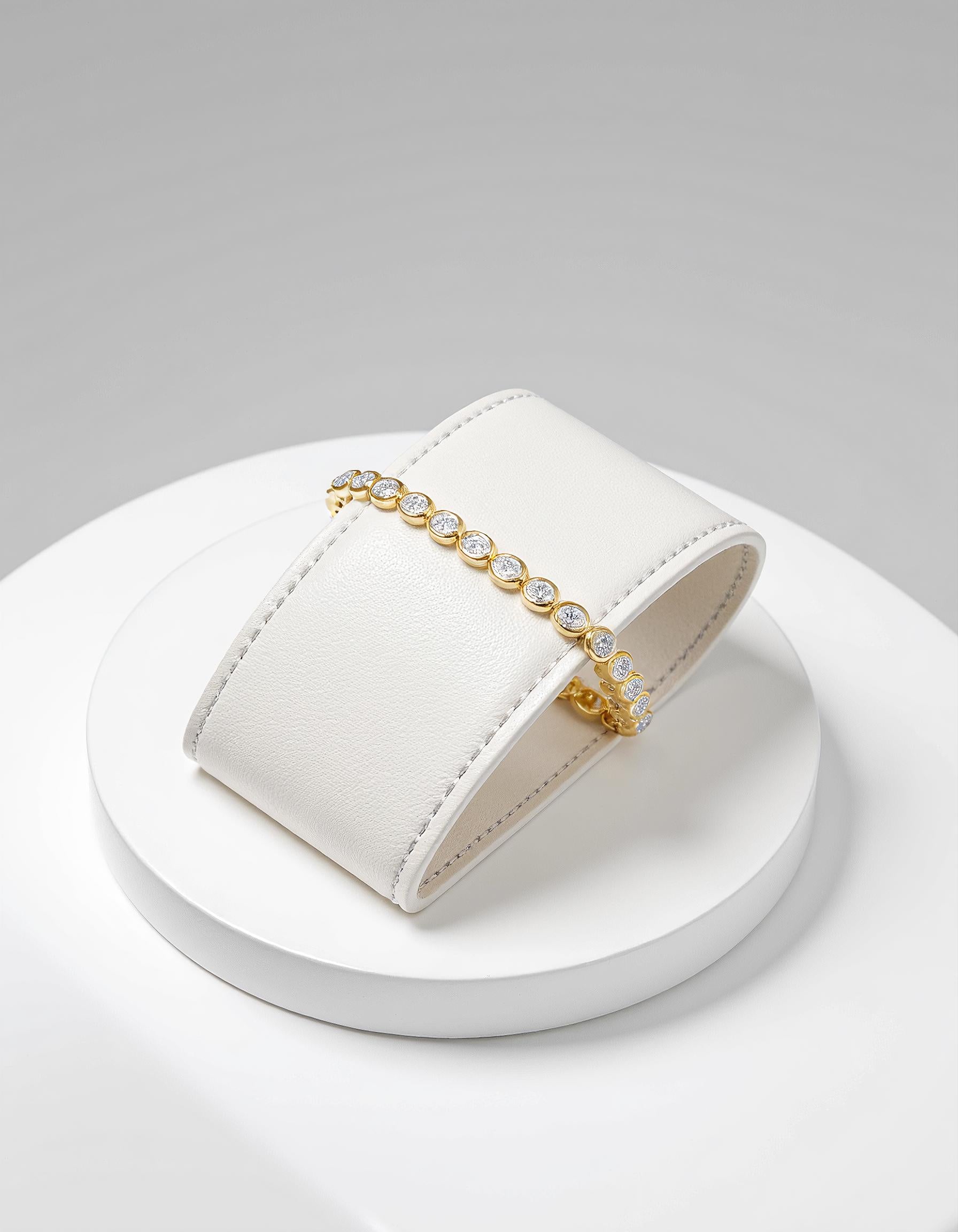 "Lia" Horizontally set Oval cut Bezel Set Tennis Bracelet