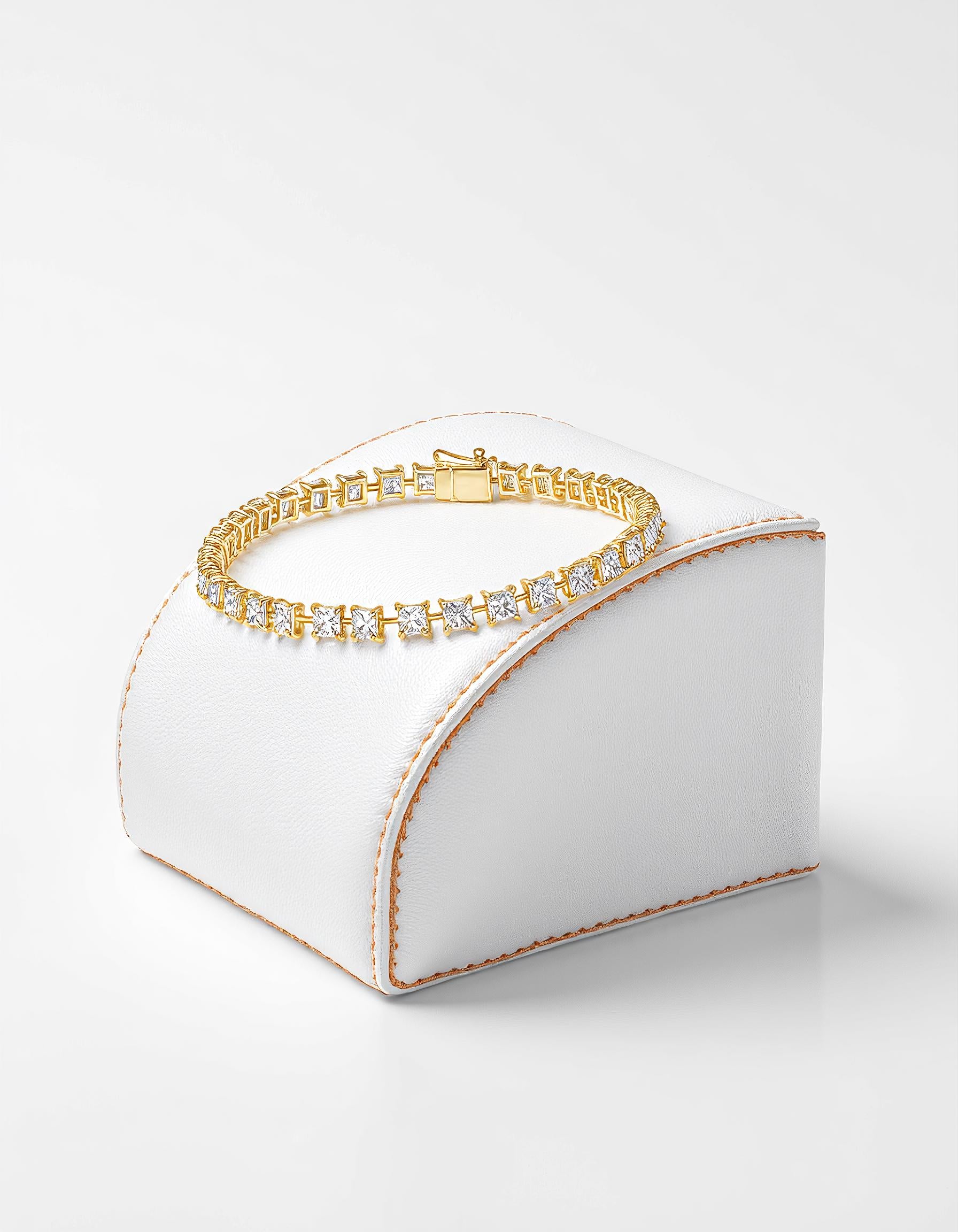 "Roami" Asscher Cut / French Cut Asscher Prong Set Tennis Bracelet