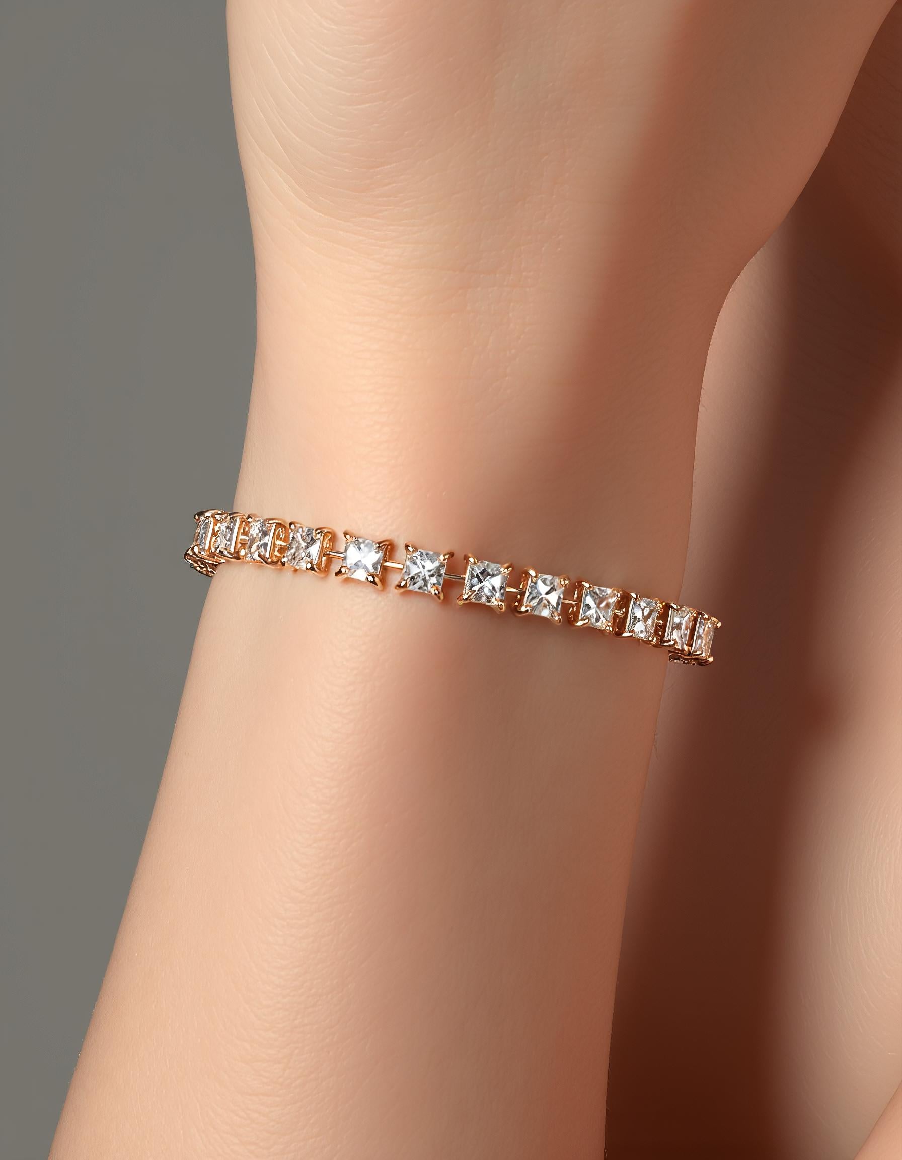 "Roami" Asscher Cut / French Cut Asscher Prong Set Tennis Bracelet