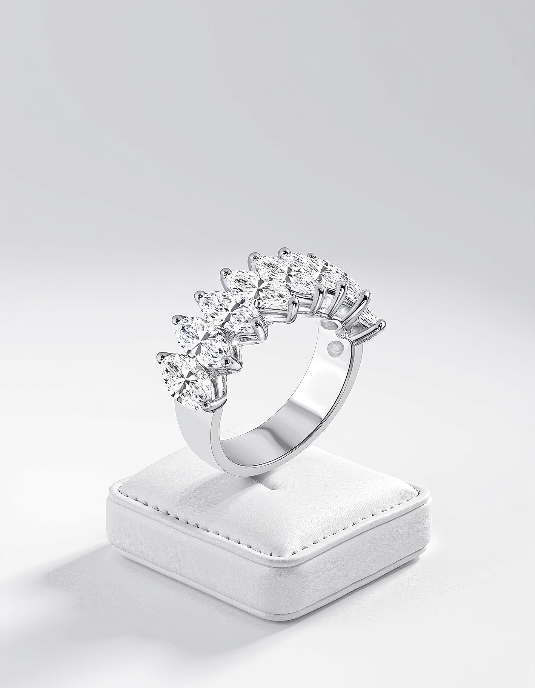 "Mira" Slanted set Marquise Cut Prong set 9 Stone Band