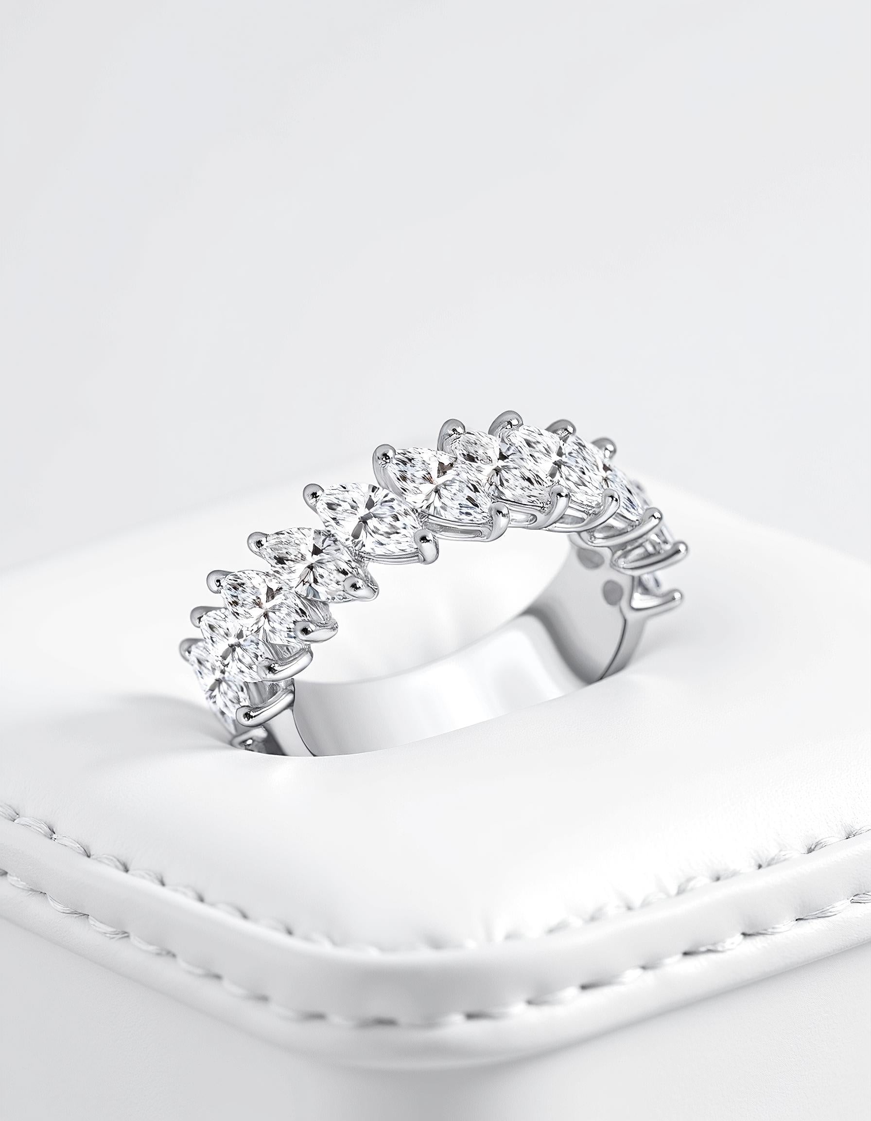 "Mira" Slanted set Marquise Cut Prong set 9 Stone Band