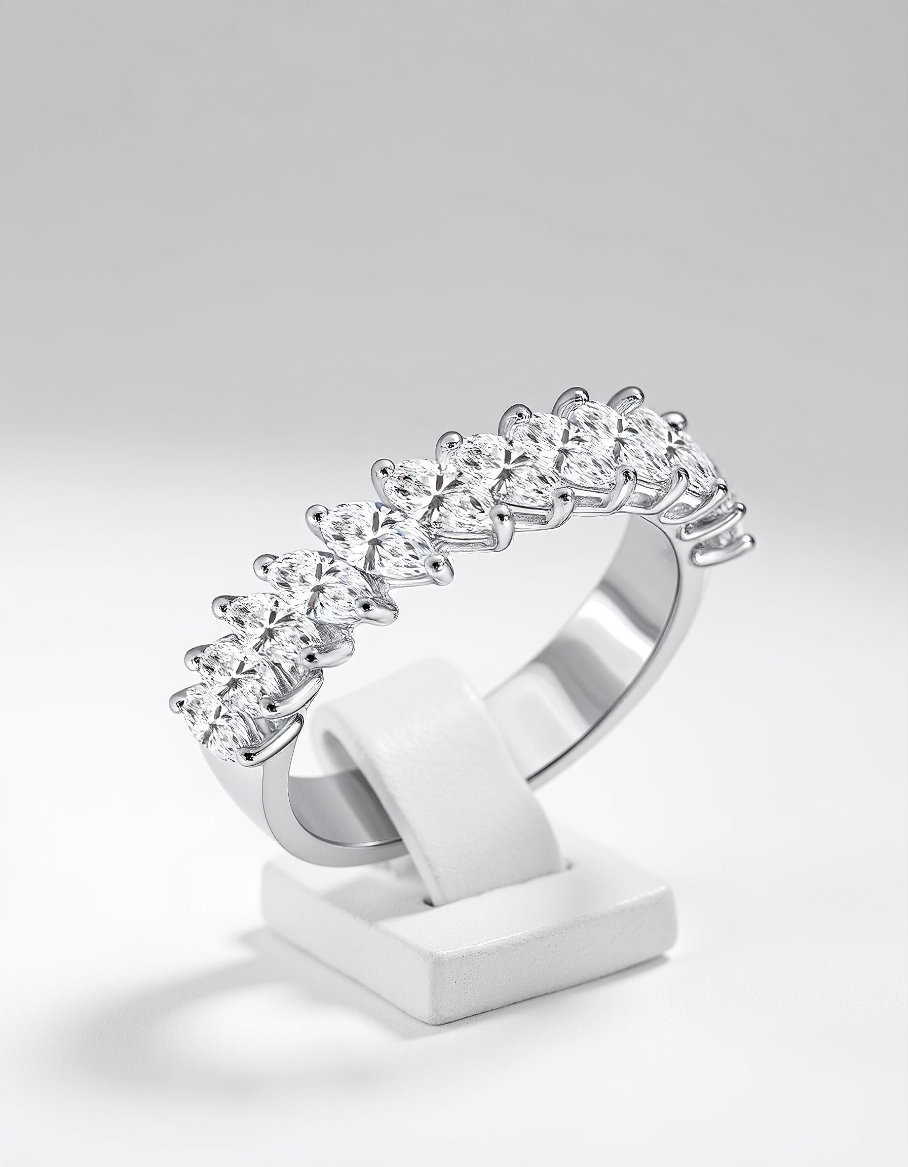 "Mira" Slanted set Marquise Cut Prong set 9 Stone Band