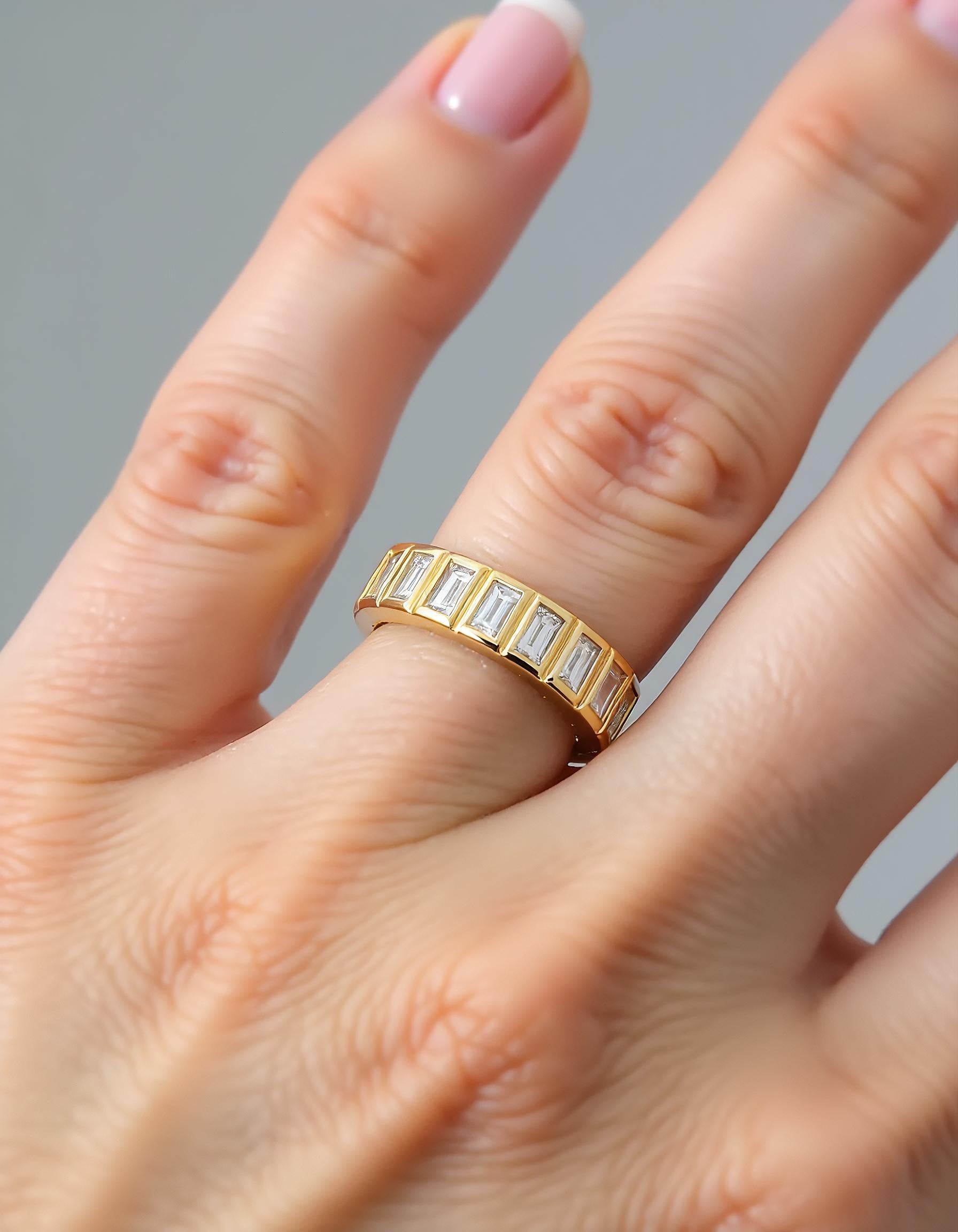 "Dana" Straight Baguette Bezel Set Eternity Band