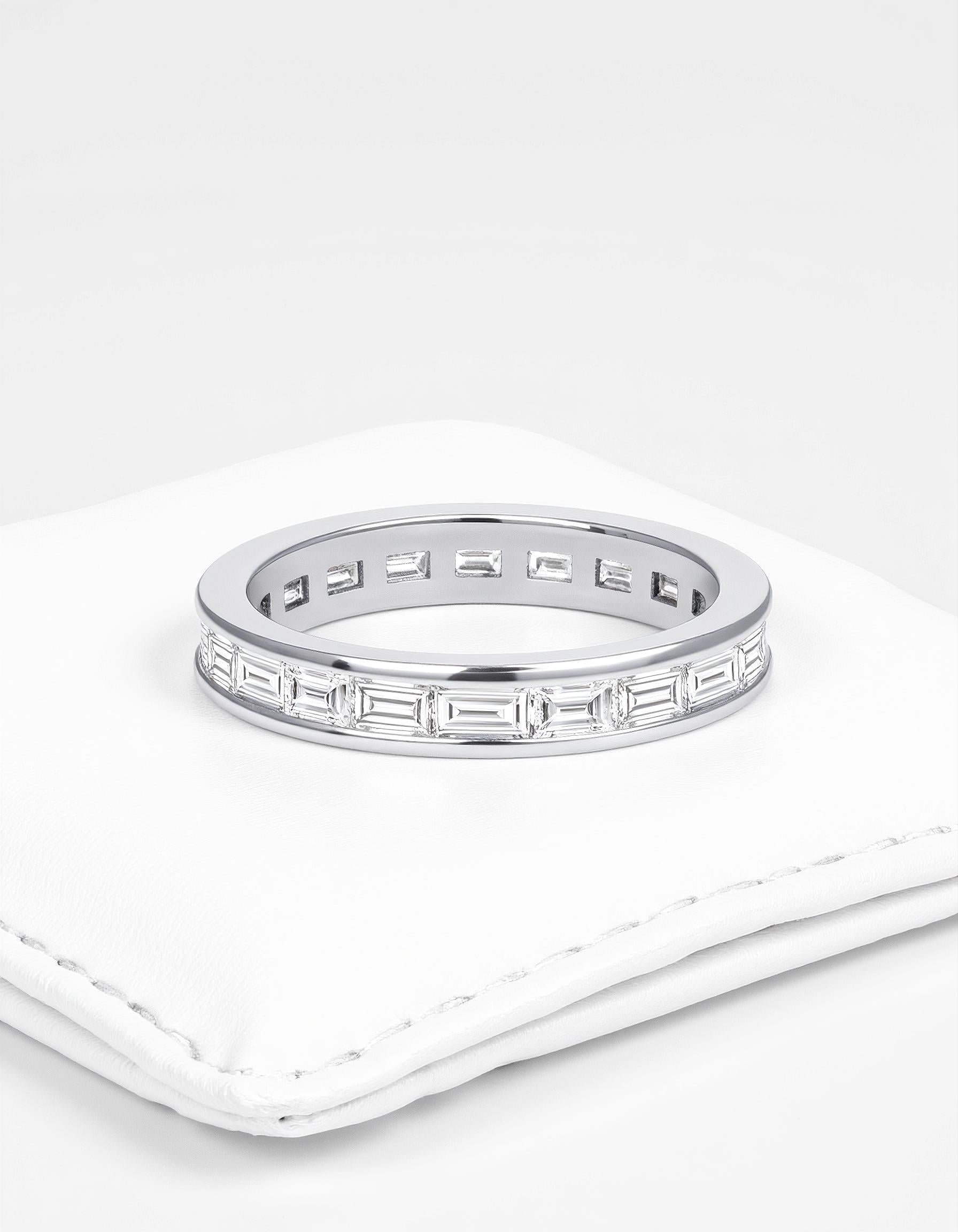 "Ziva" Horizontally set Straight Baguette Cut Channel Set Eternity Band