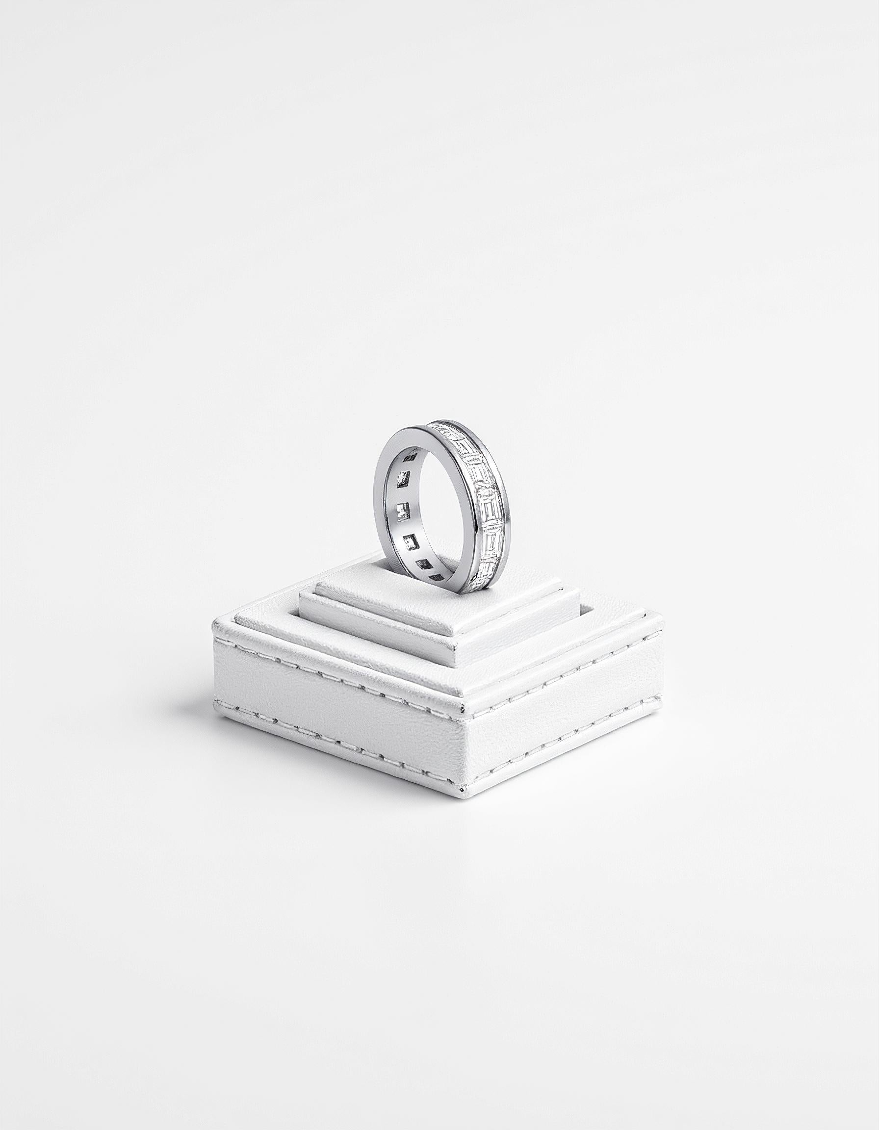 "Ziva" Horizontally set Straight Baguette Cut Channel Set Eternity Band