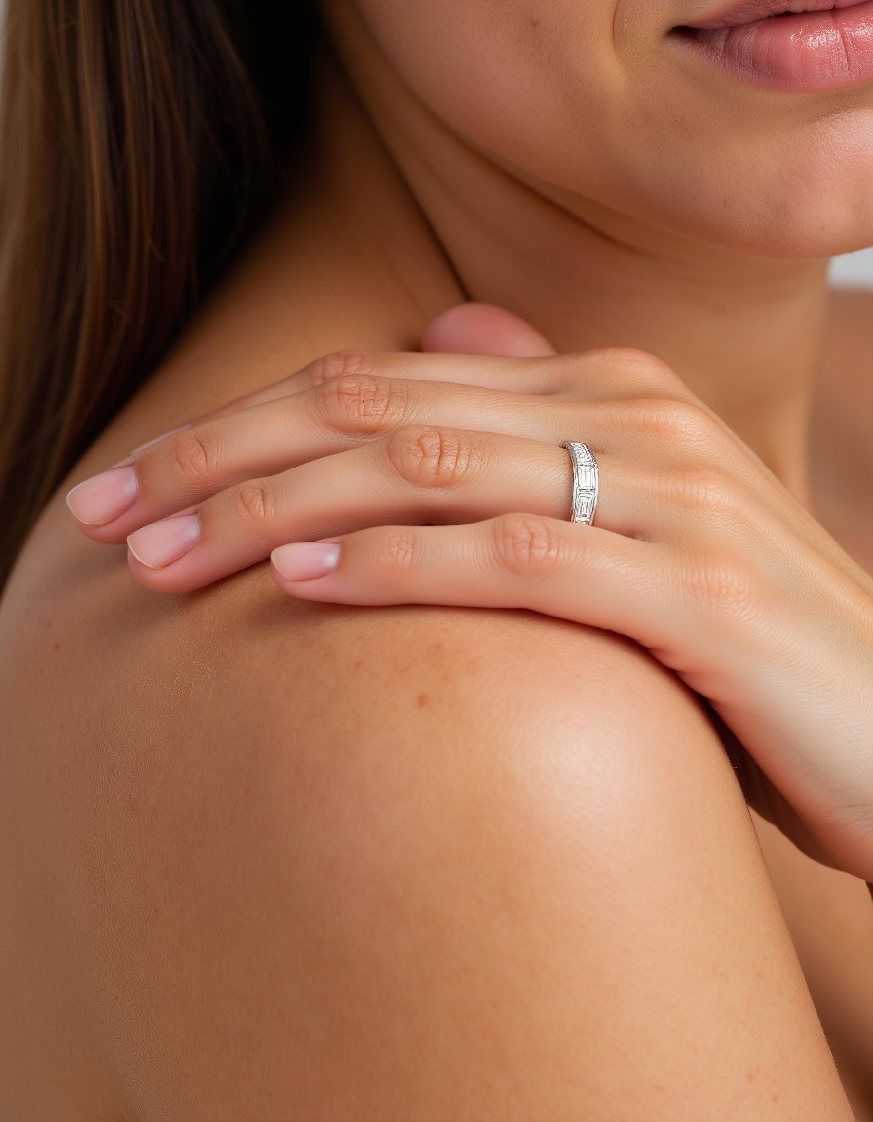 "Ziva" Horizontally set Straight Baguette Cut Channel Set Eternity Band