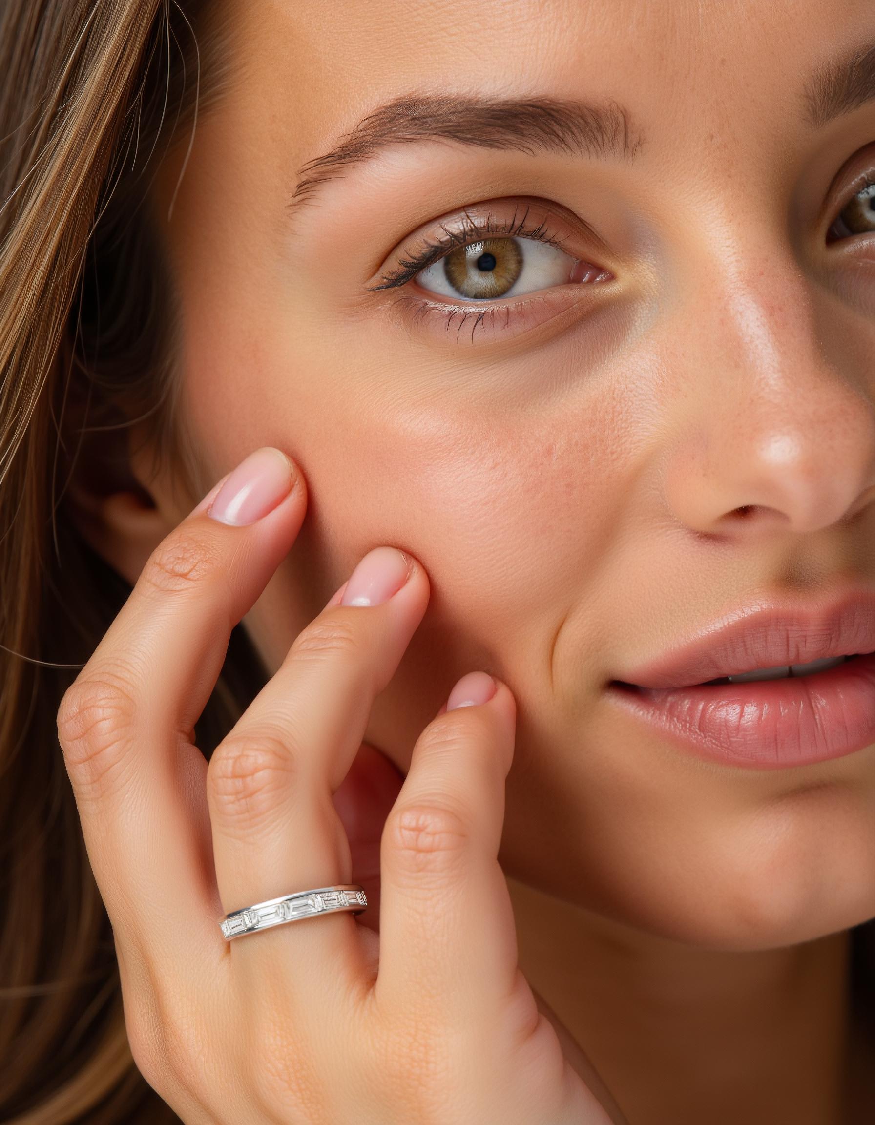 "Ziva" Horizontally set Straight Baguette Cut Channel Set Eternity Band