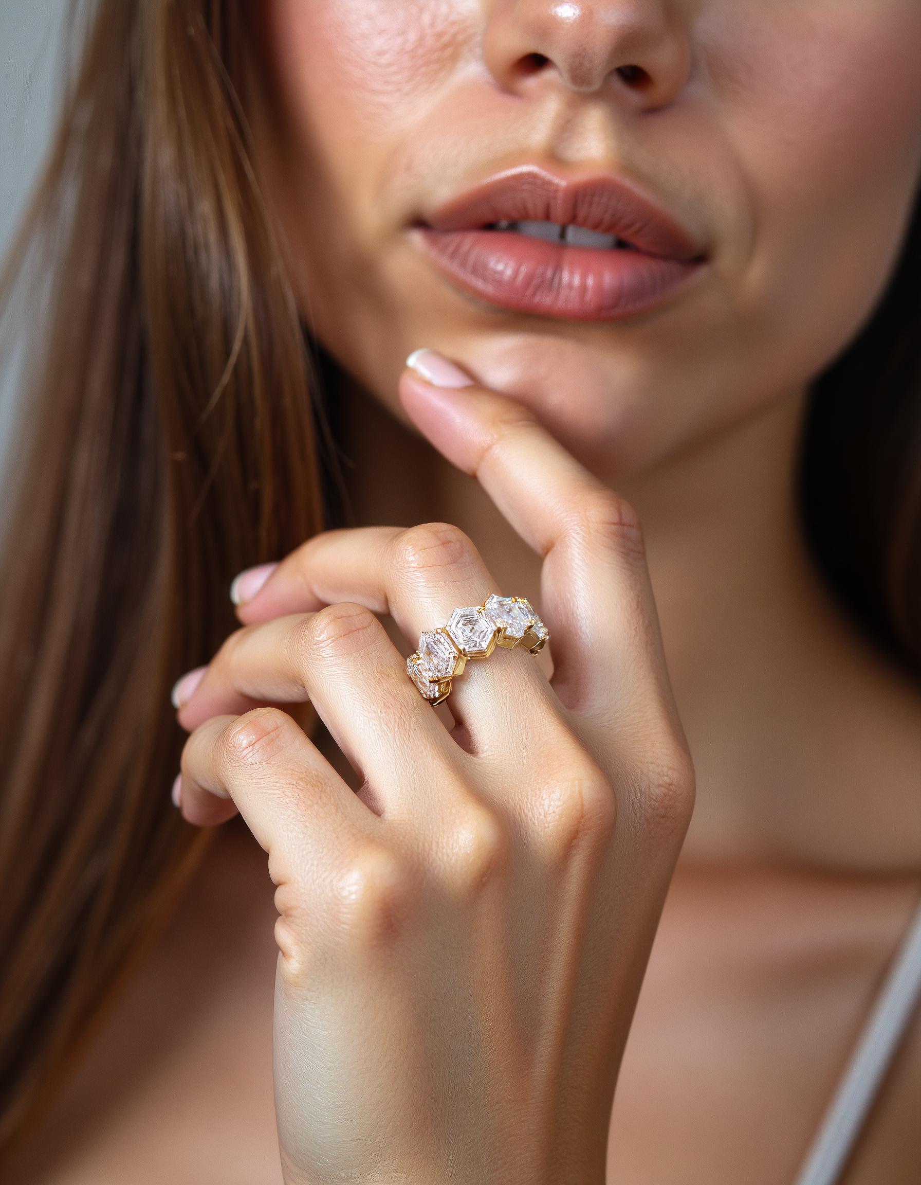 "Mila" Hexagon Cut Prong Set Eternity Band