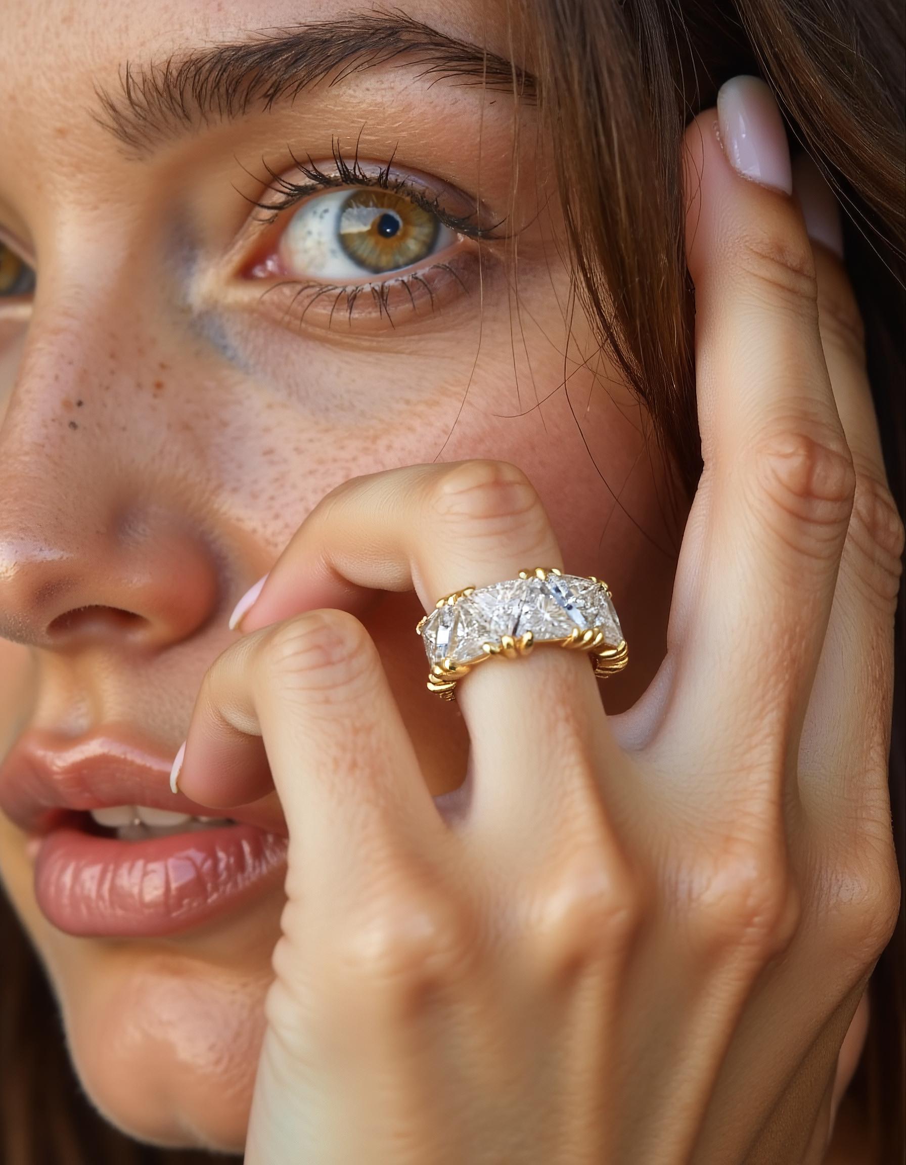 "Pyra" Triangle Cut Prong set Eternity Band