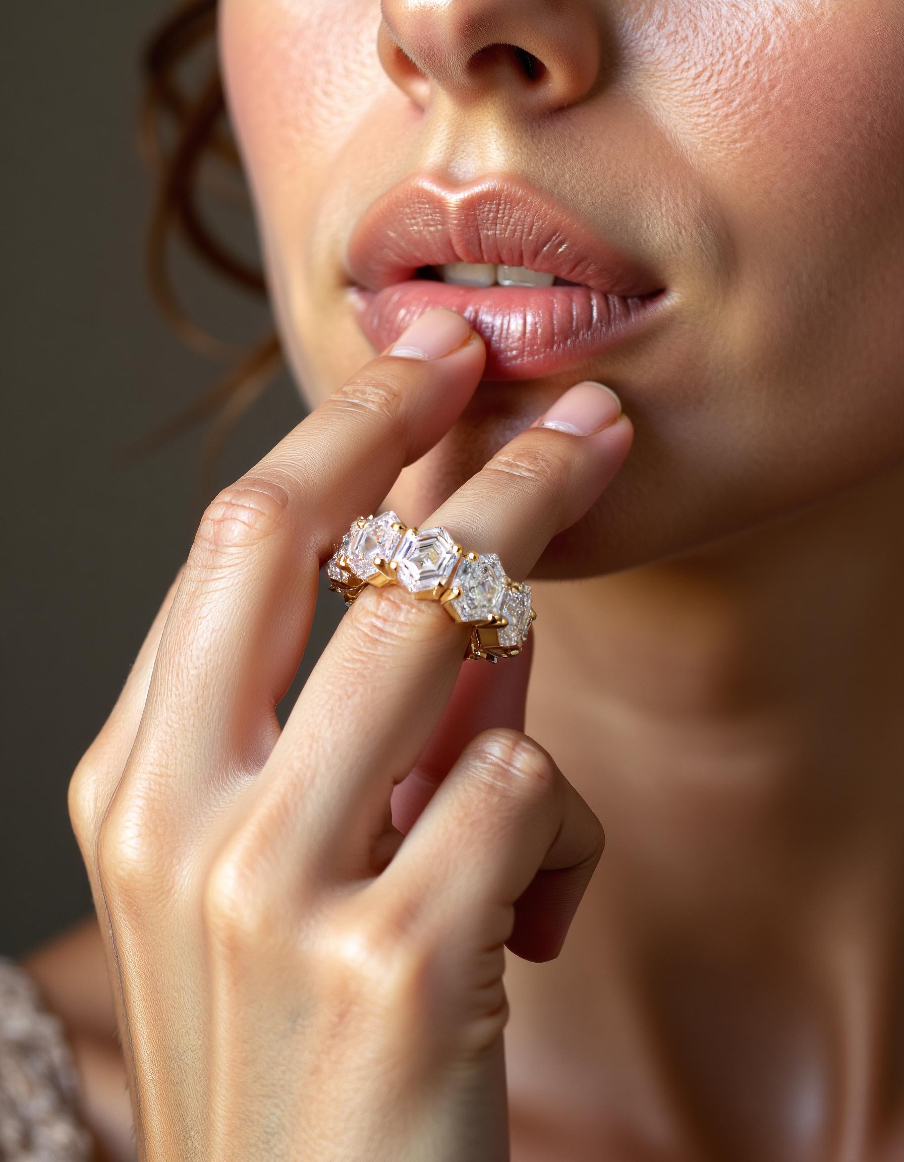 "Mila" Hexagon Cut Prong Set Eternity Band