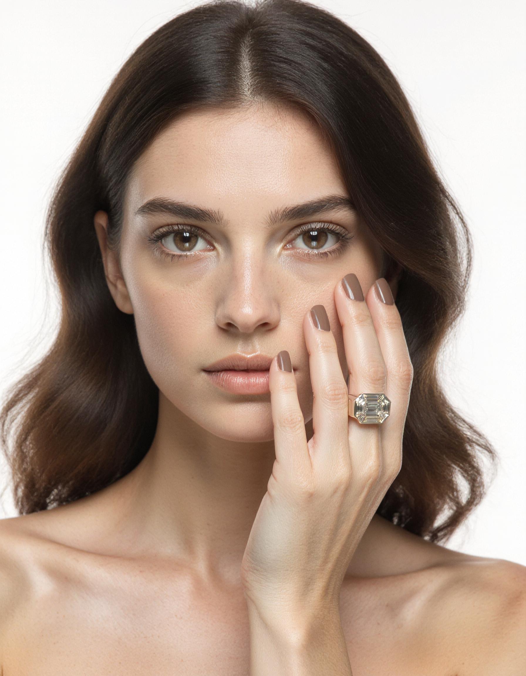 "Zorina" Wide Mosaic Style Illusion set Emerald cut look Heavy ring