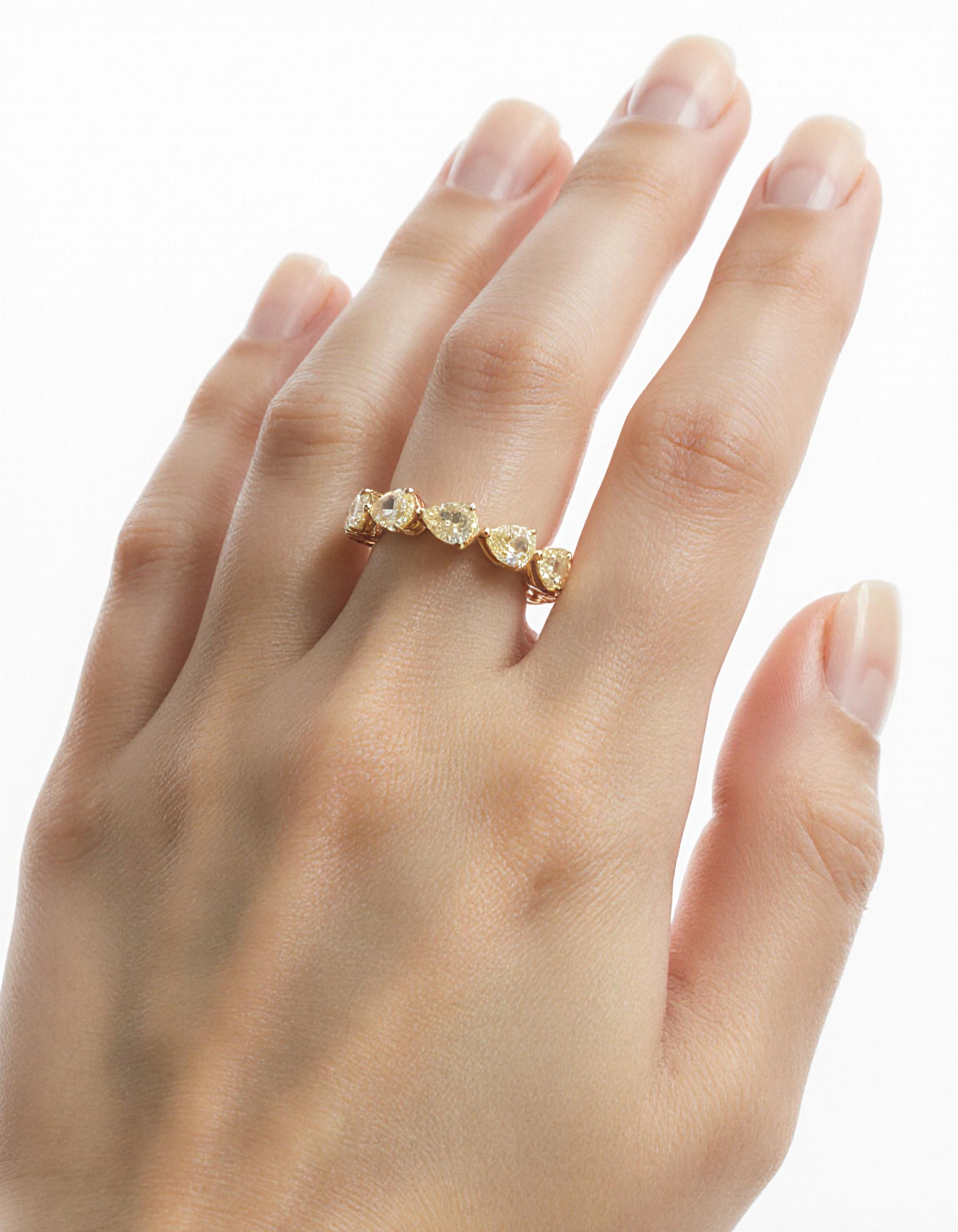 "Torina" Fancy Yellow Pear Shape Horizontal Prong set Eternity Band