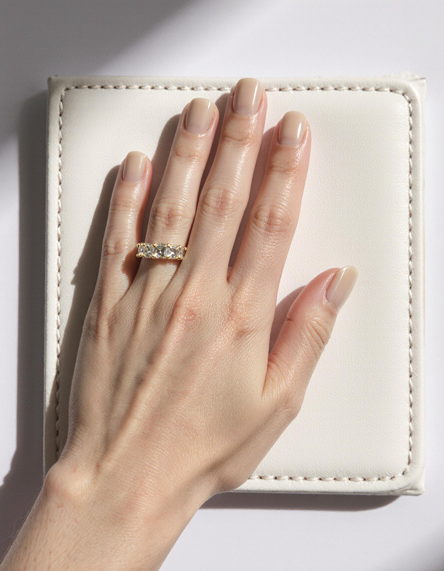 "Vilora" Asscher cut Prong Set Classic basket Eternity Band