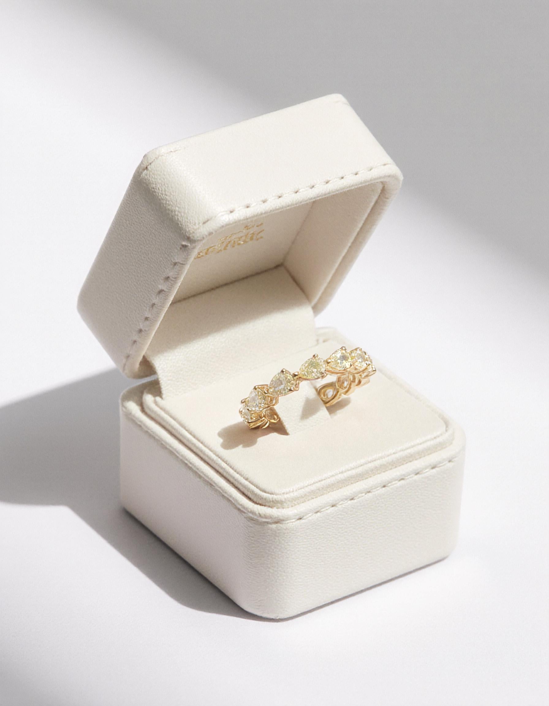 "Torina" Fancy Yellow Pear Shape Horizontal Prong set Eternity Band