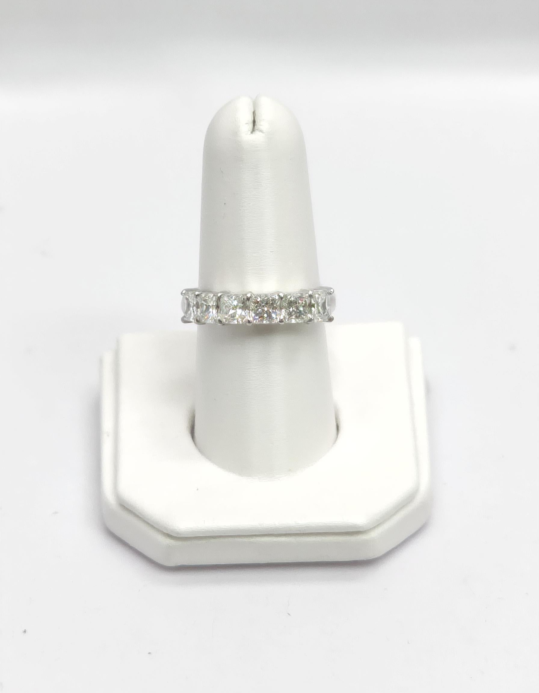 "Valene" Square Radiant cut Prong Set Classic basket Half Eternity Band