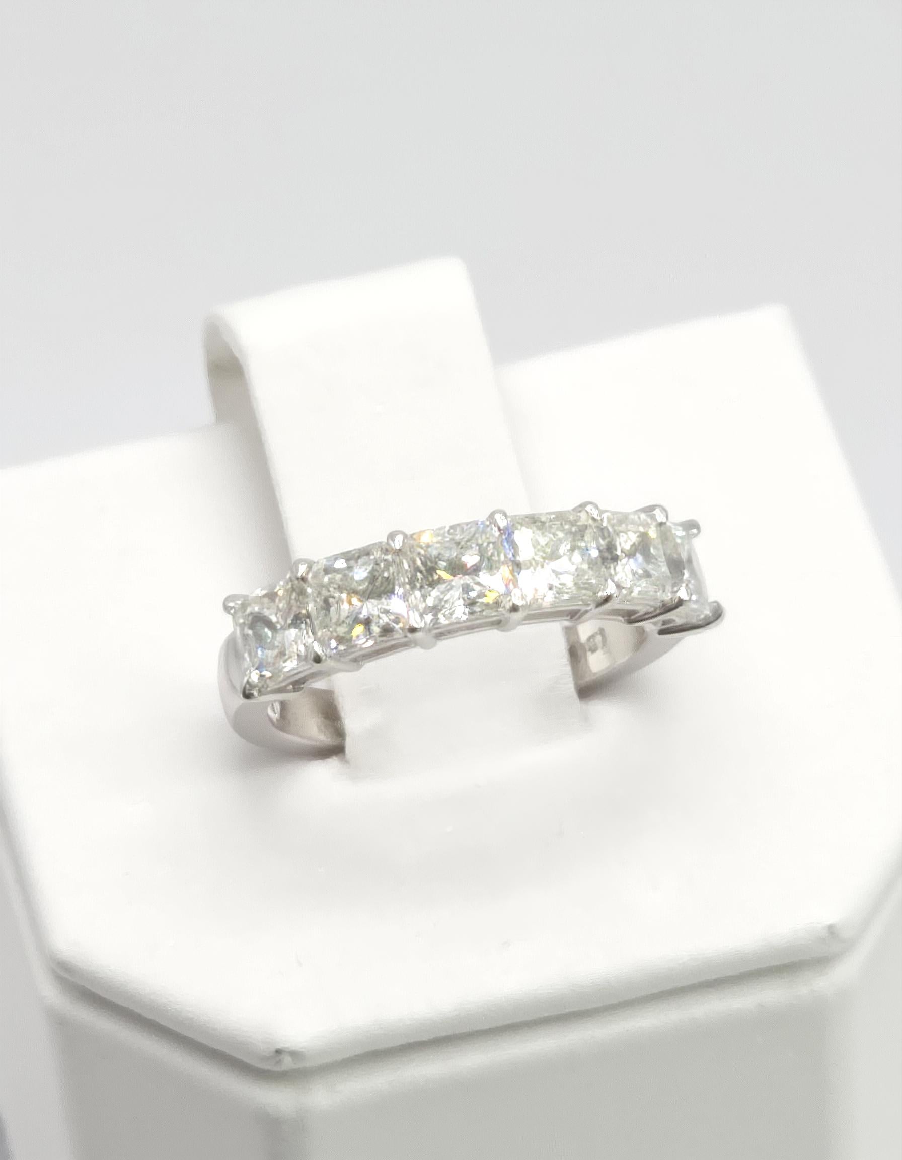 "Valene" Square Radiant cut Prong Set Classic basket Half Eternity Band