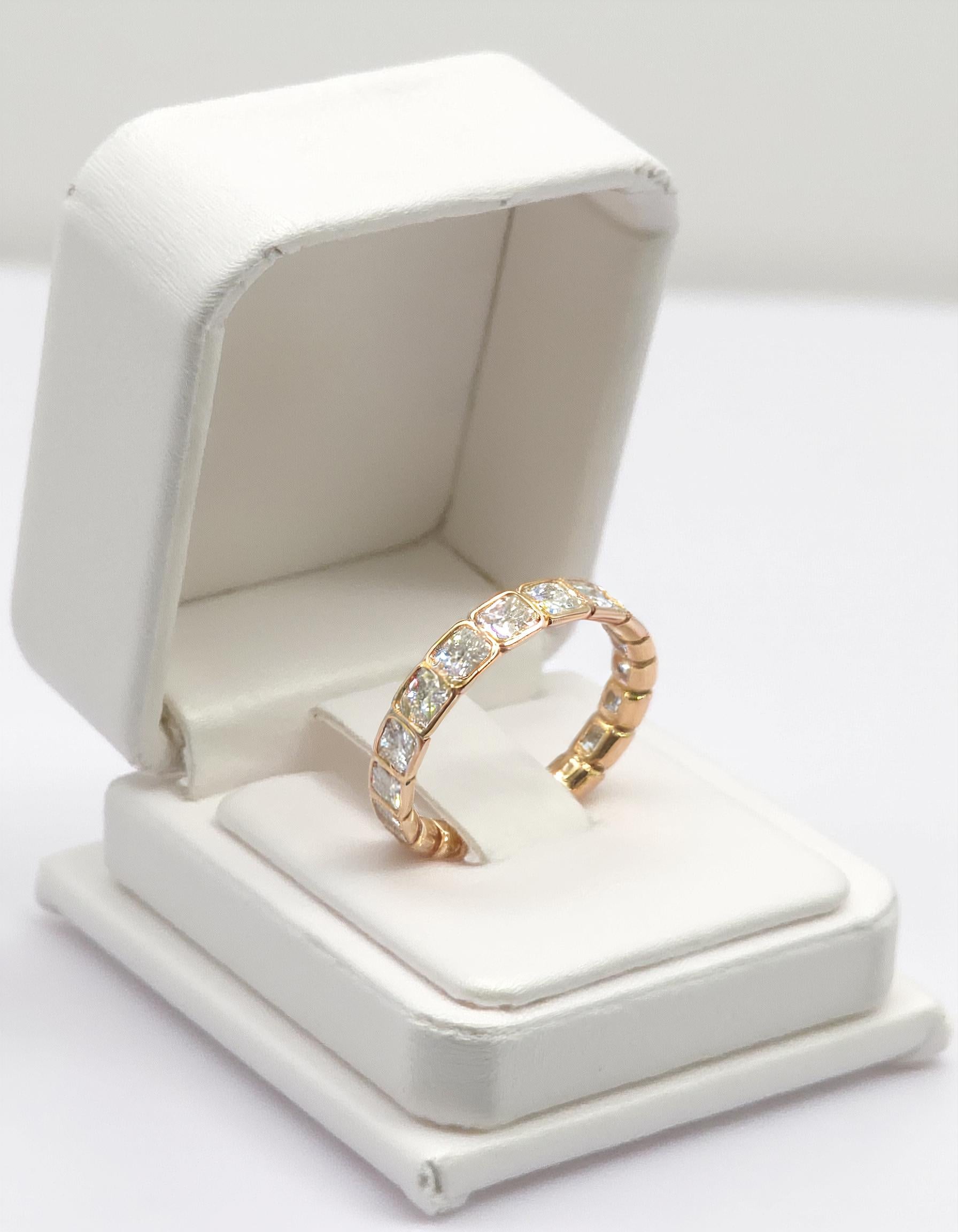 "Amarin" Horizontally set Radiant cut Bezel set Eternity Band