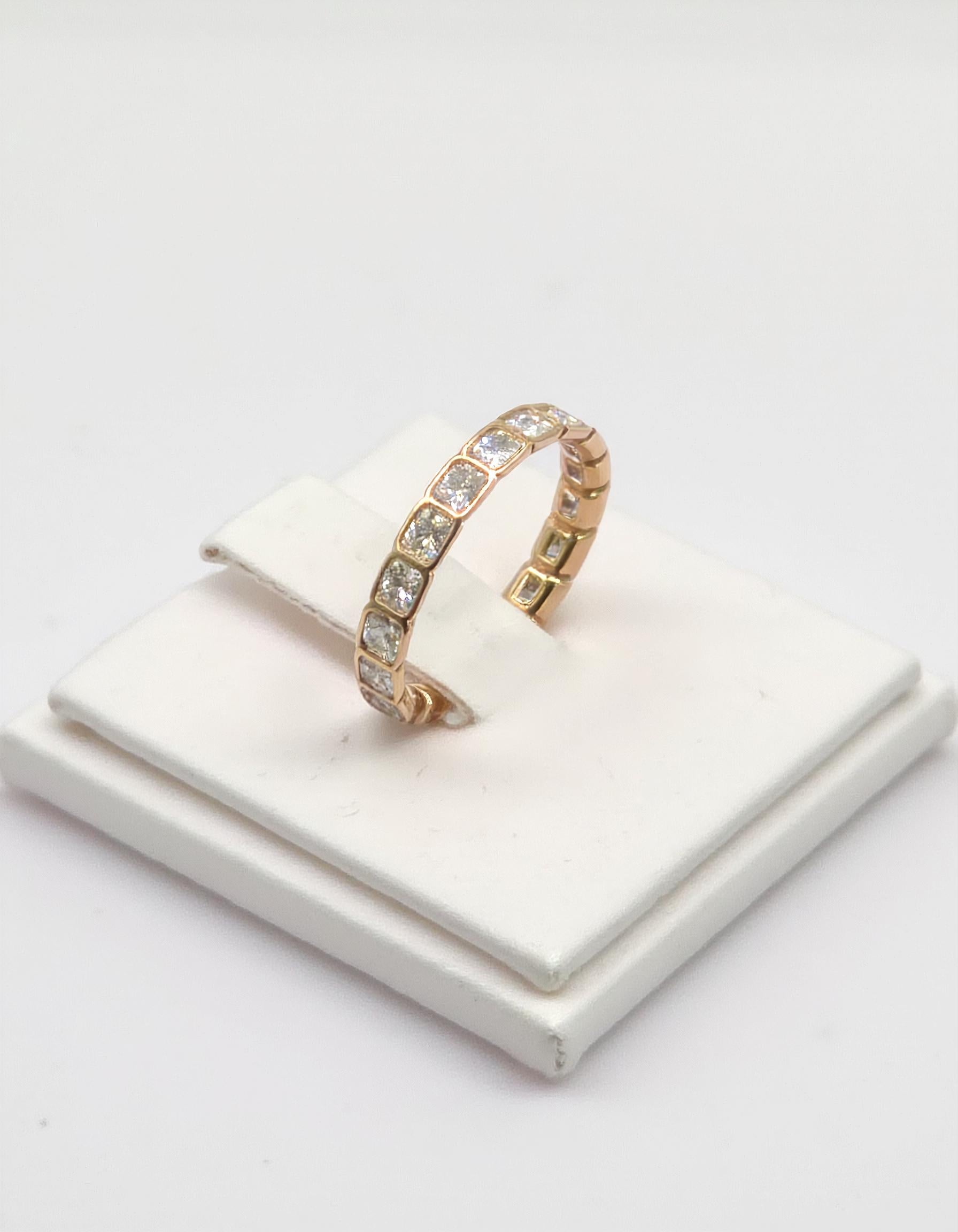 "Amarin" Horizontally set Radiant cut Bezel set Eternity Band